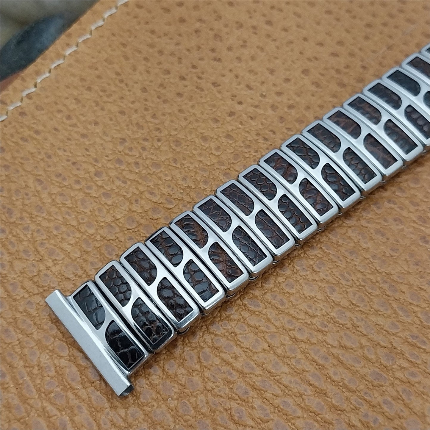 JB Champion Stainless Steel & Lizard short nos 1950s Vintage Watch Band