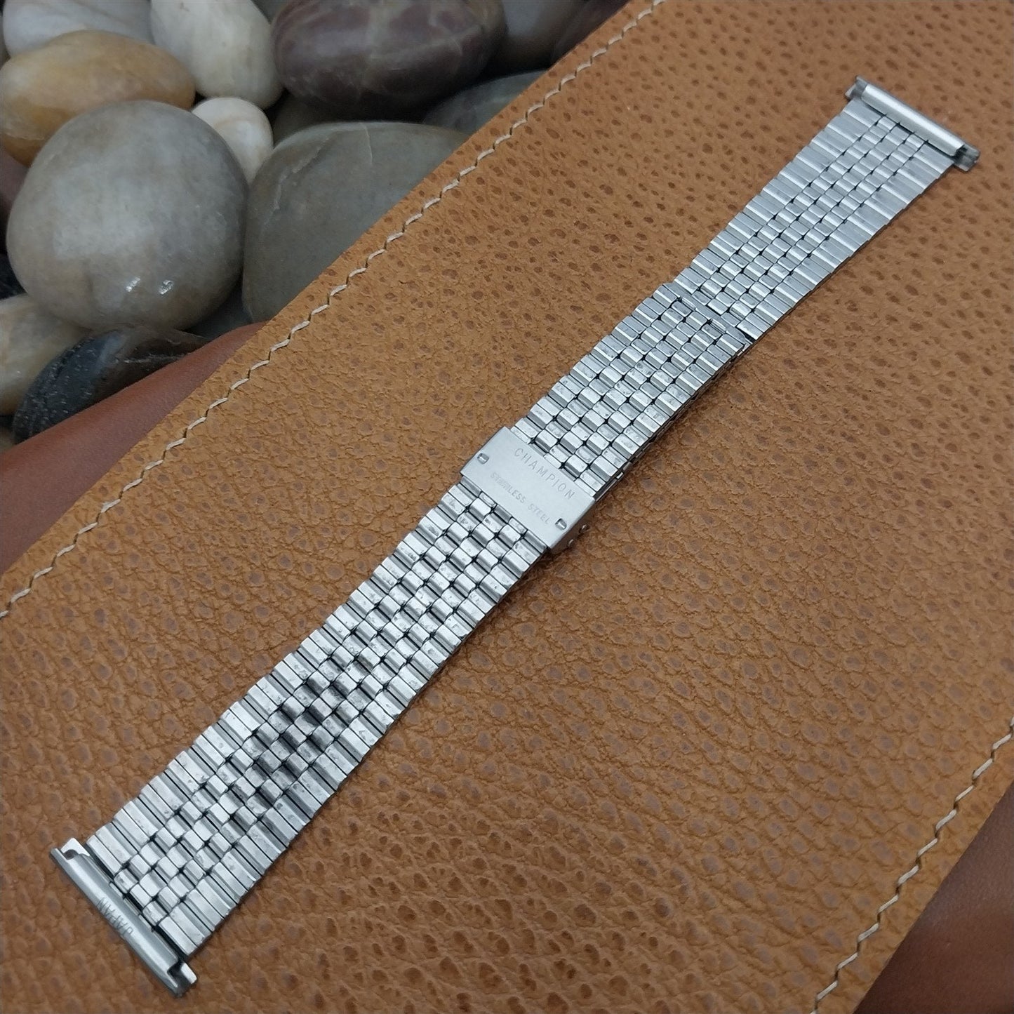 20mm 22mm Stainless Steel JB Champion Brick Link 1970s Unused Vintage Watch Band