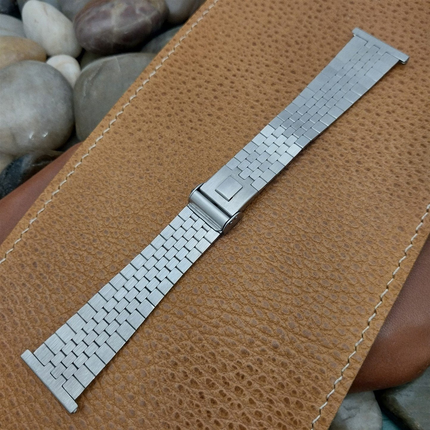 20mm 22mm Stainless Steel JB Champion Brick Link 1970s Unused Vintage Watch Band