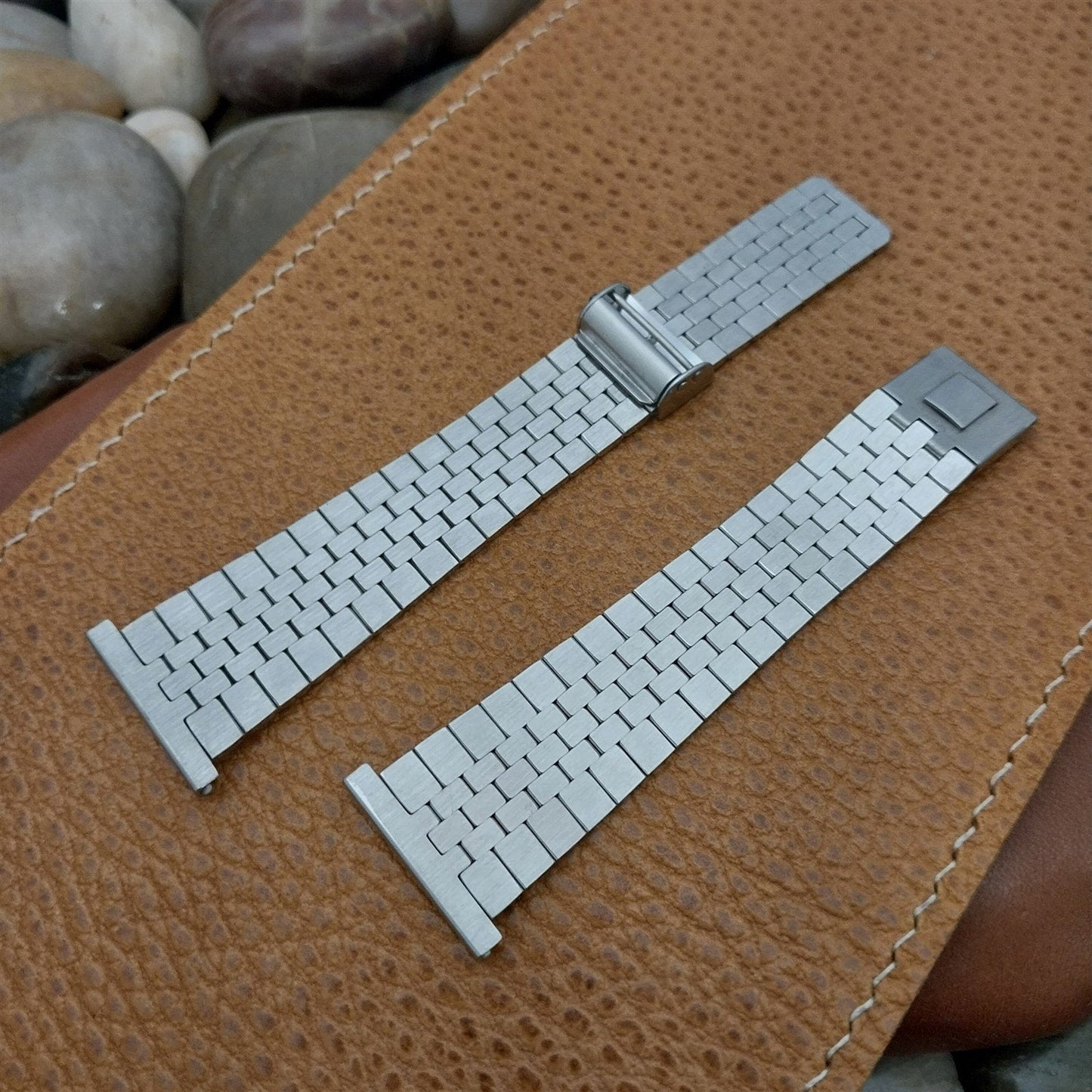 20mm 22mm Stainless Steel JB Champion Brick Link 1970s Unused Vintage Watch Band