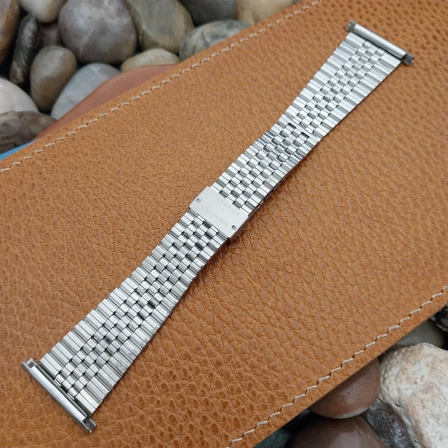Vintage Stainless Steel JB Champion Brick Link 25mm 20mm 70s Unused Watch Band