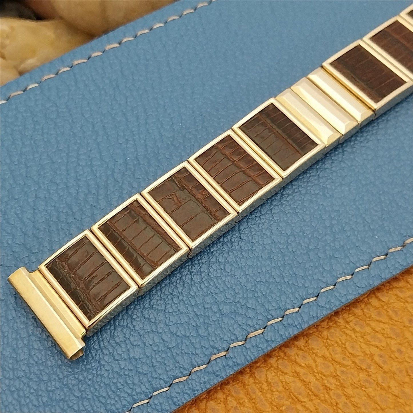 Gold Filled & Alligator Classic Gemex USA nos 1950s Vintage Watch Band