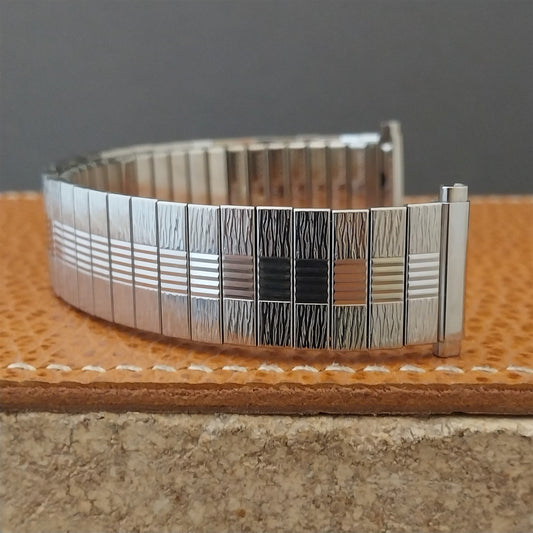 1970s Bulova Stainless Steel nos Long Vintage Watch Band nos 16mm-19mm