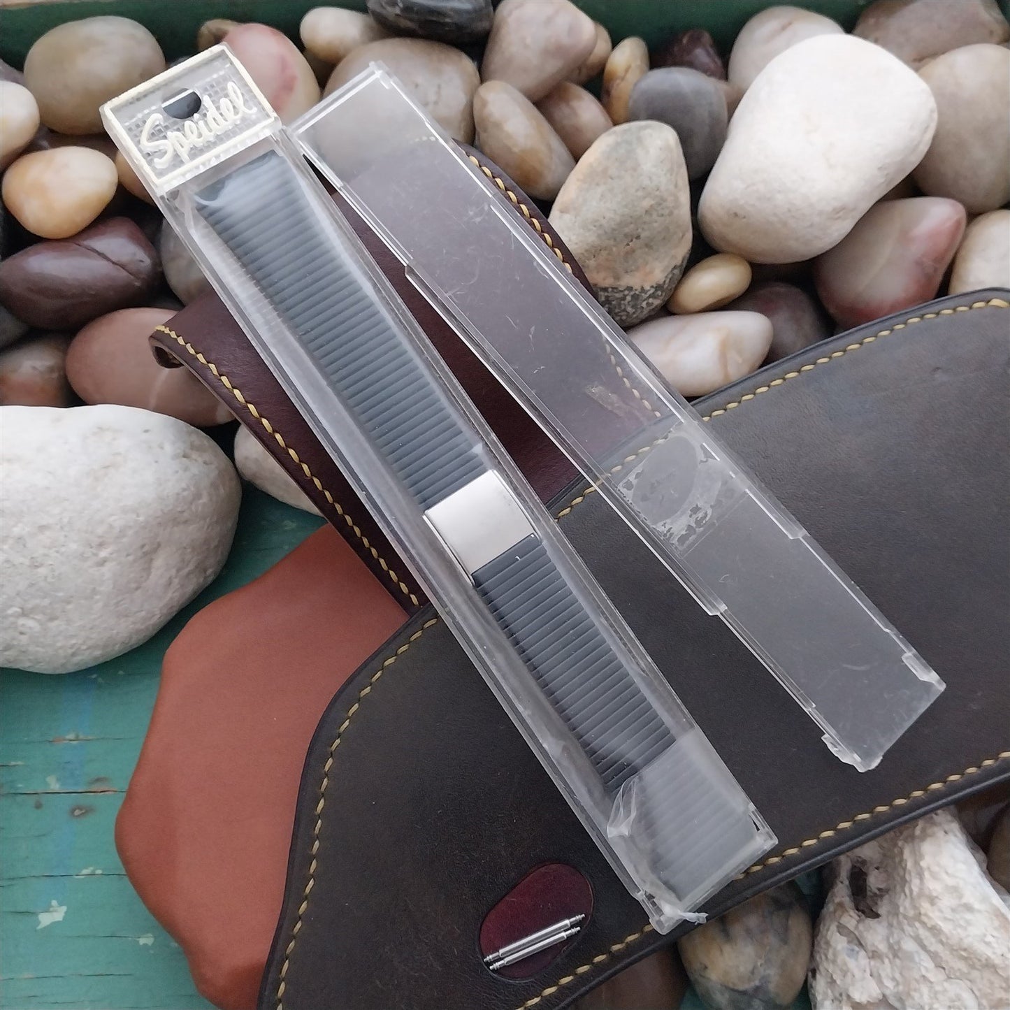 19mm LED LCD Speidel USA Black & Stainless Steel Unused 1970s Vintage Watch Band