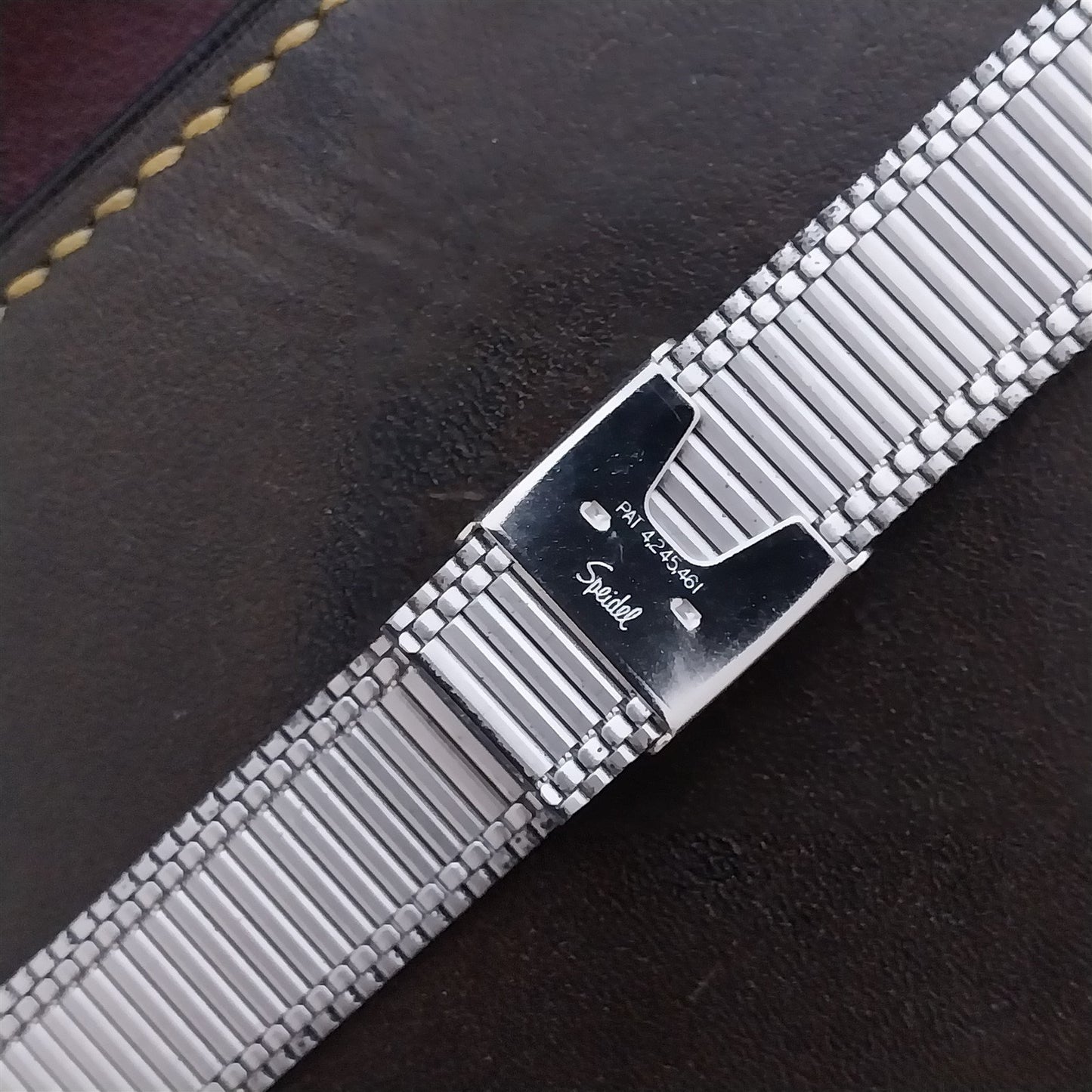 19mm LED LCD Speidel USA Black & Stainless Steel Unused 1970s Vintage Watch Band