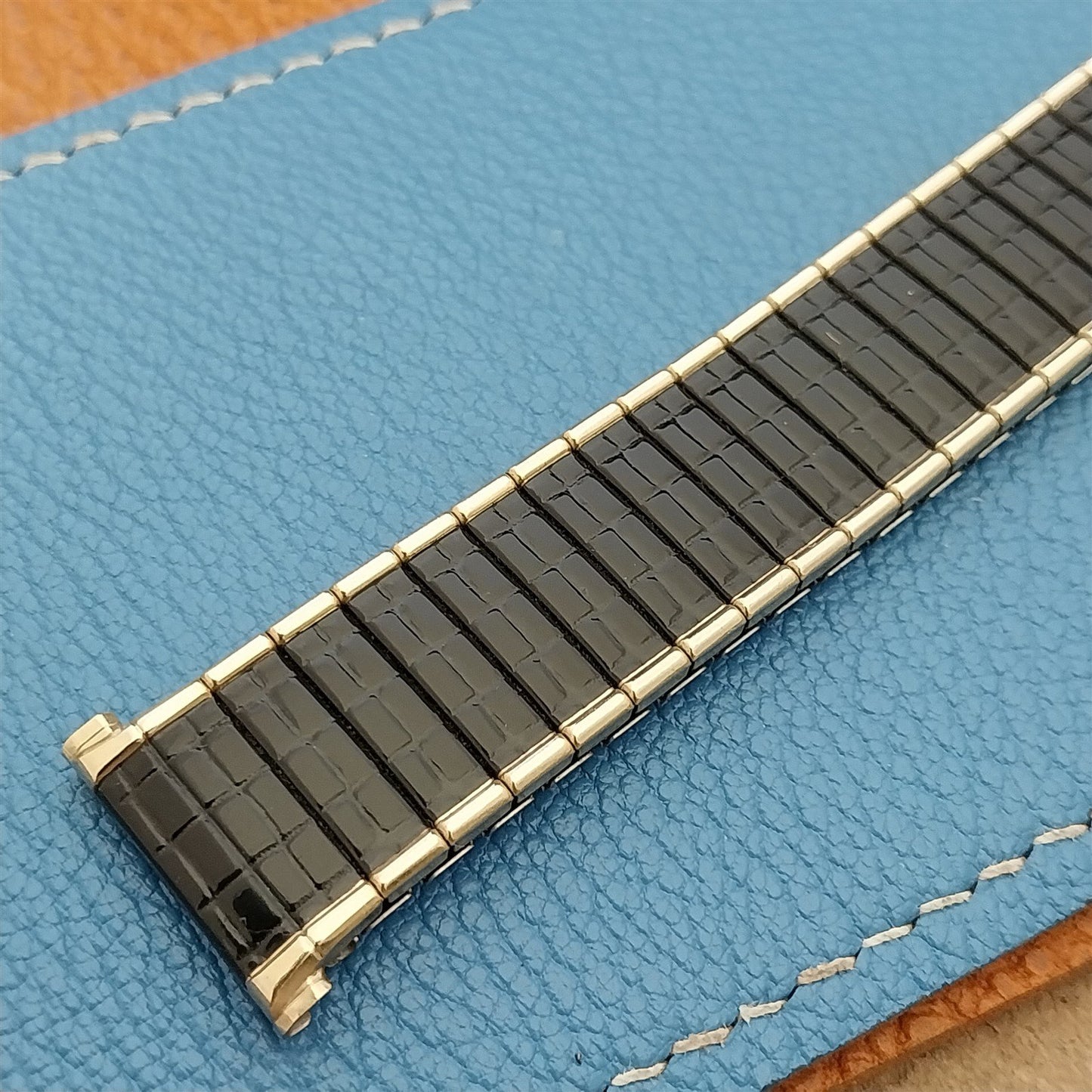 Vintage Speidel Romunda Black & Gold-Filled 19mm 18mm 17mm NOS 1969 Watch Band