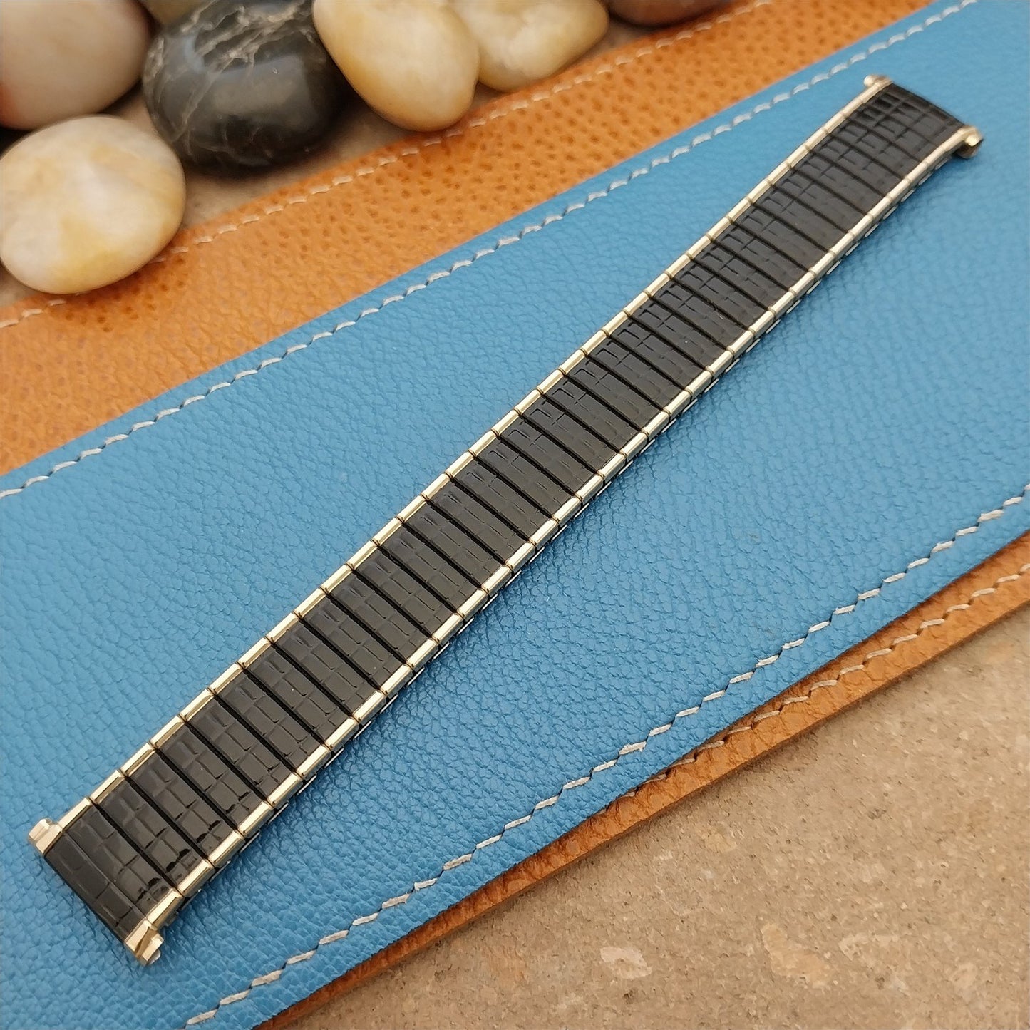 Vintage Speidel Romunda Black & Gold-Filled 19mm 18mm 17mm NOS 1969 Watch Band