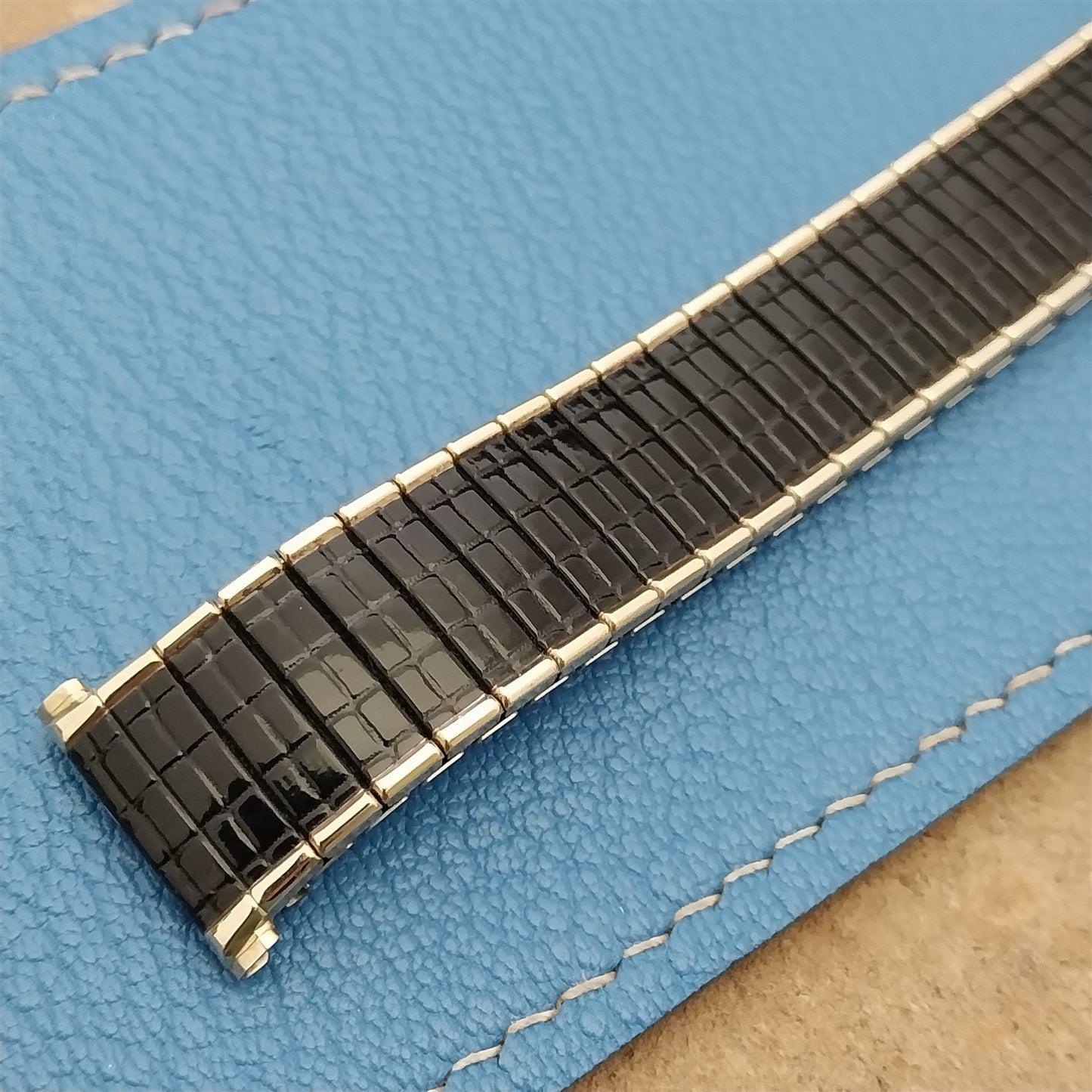 19mm 18mm 17mm Speidel Romunda Black & Gold-Filled 1969 Vintage Watch Band