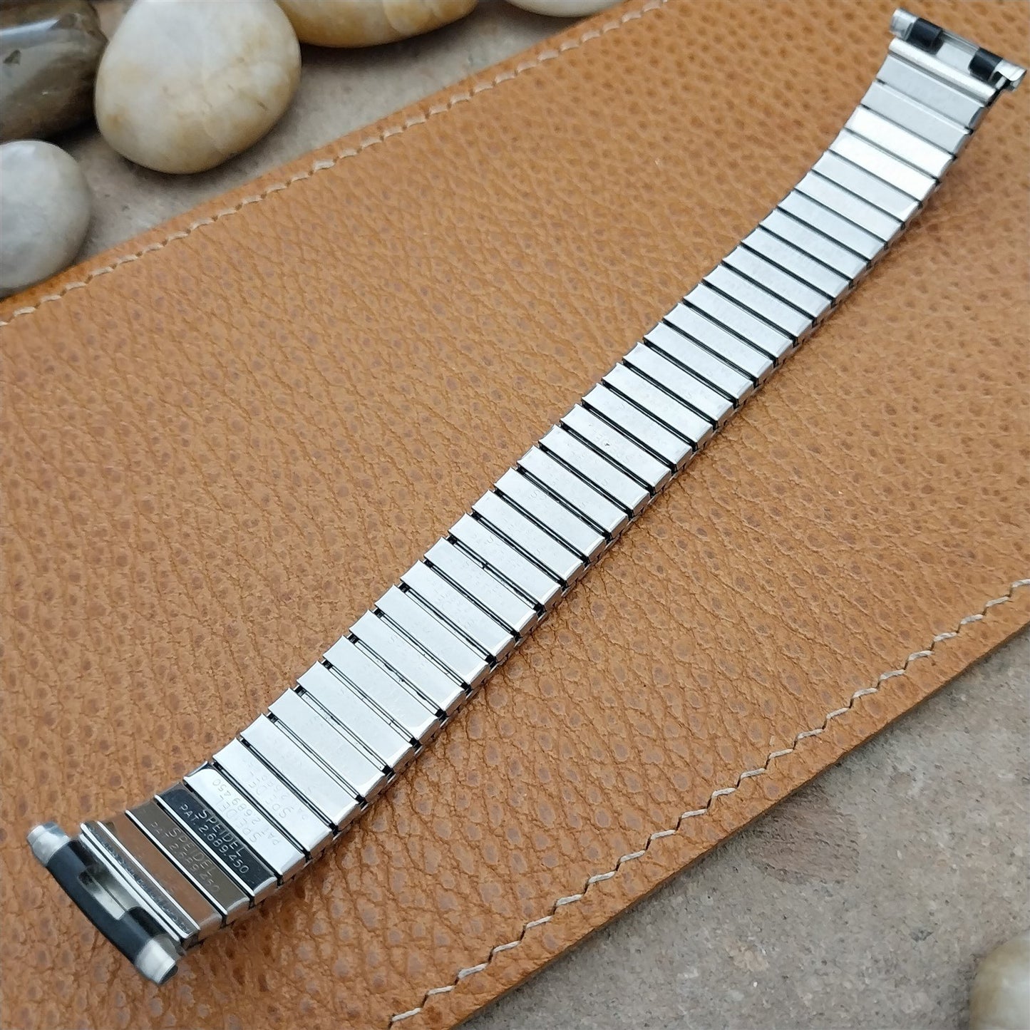 Vintage 19mm 18mm Stainless Steel & Black Romunda Speidel 1969 Unused Watch Band