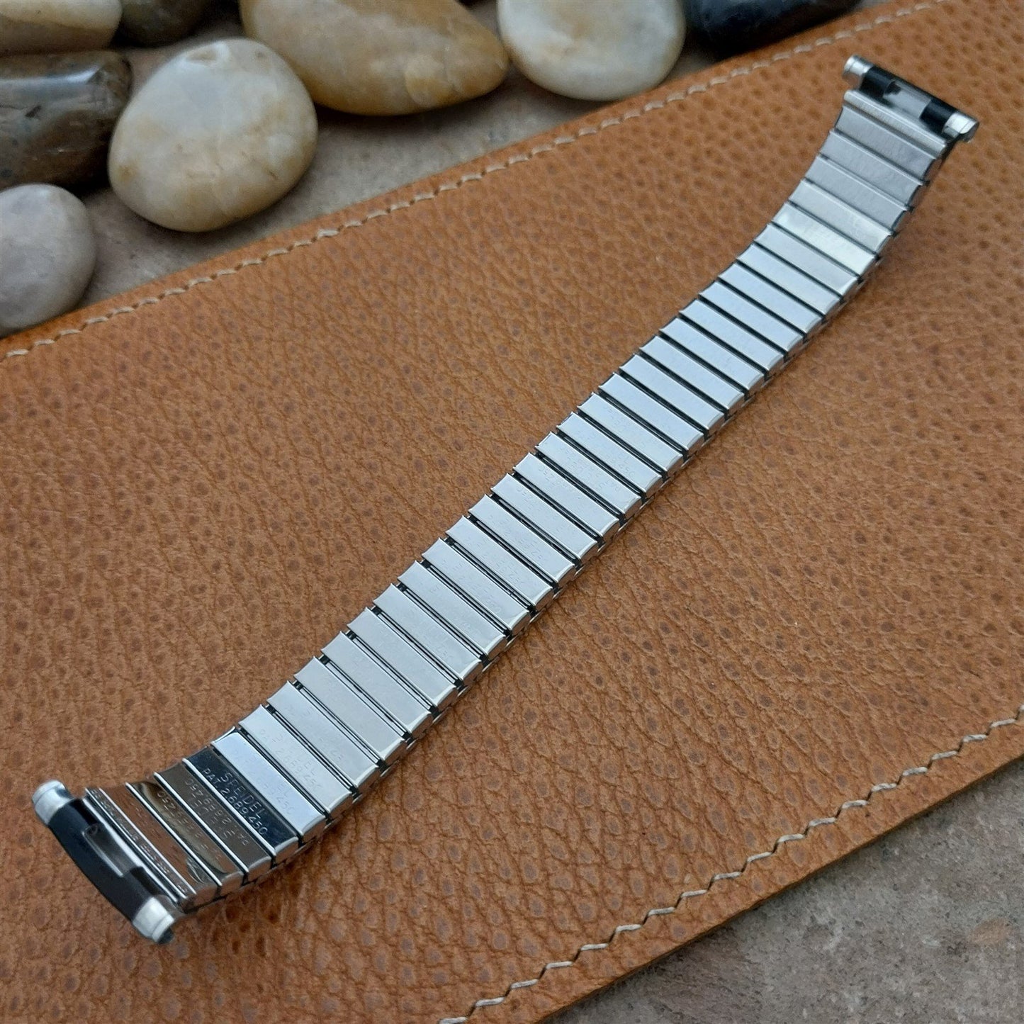 1968 Stainless Steel & Black Romunda Speidel USA Vintage Watch Band mib