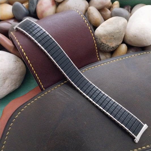 19mm 18mm 16mm Long Speidel USA Black& Stainless Steel Romunda Unused Watch Band