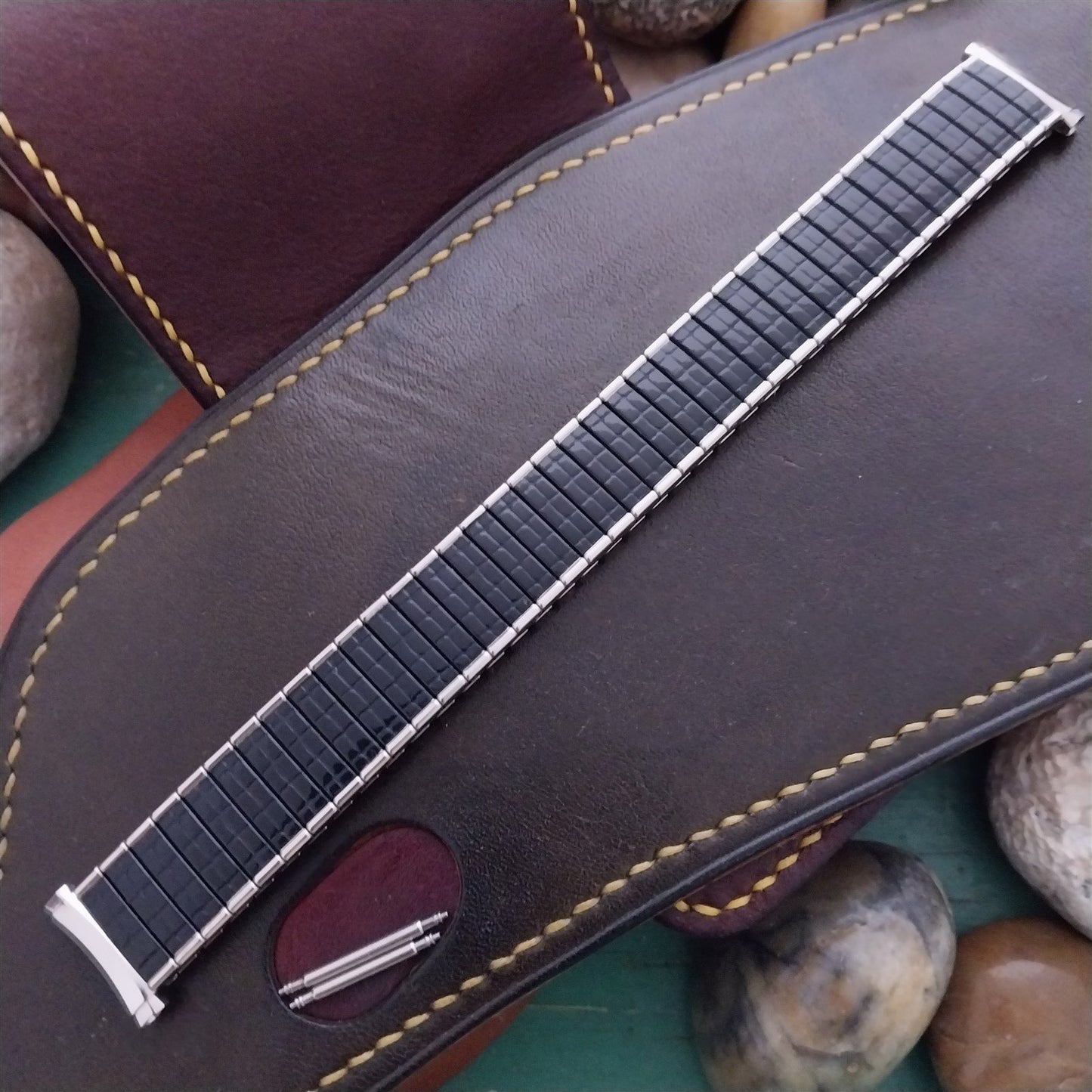 19mm 18mm 16mm Long Speidel USA Black& Stainless Steel Romunda Unused Watch Band