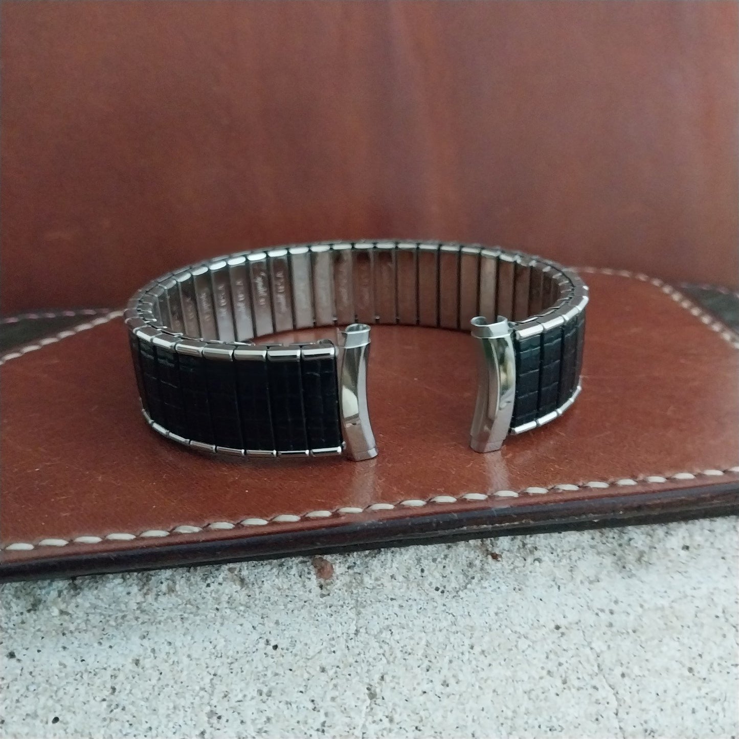 19mm 18mm 16mm Long Speidel USA Black& Stainless Steel Romunda Unused Watch Band