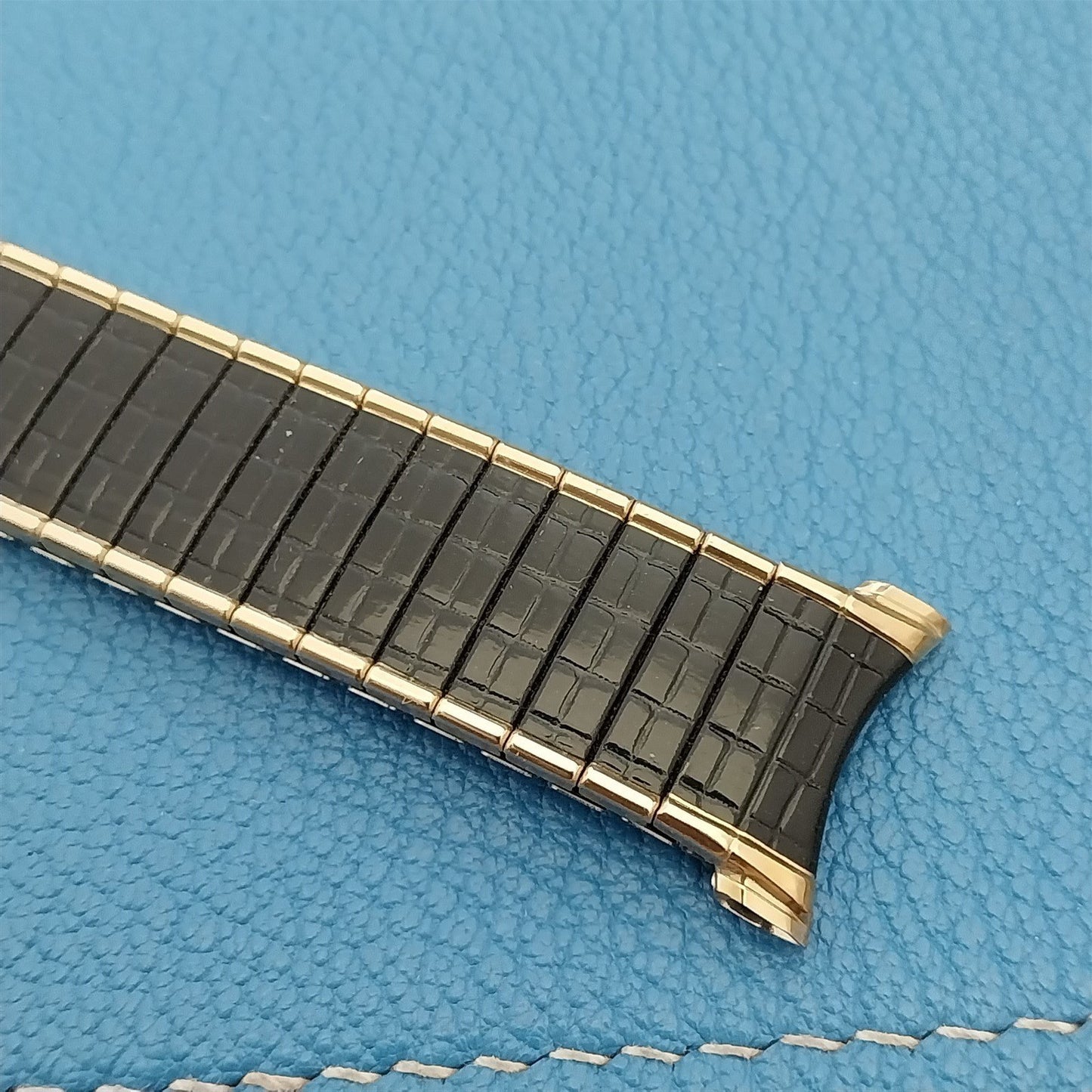 Speidel USA Romunda Long 1975/1976 Calendar Black & Gold Vintage Watch Band