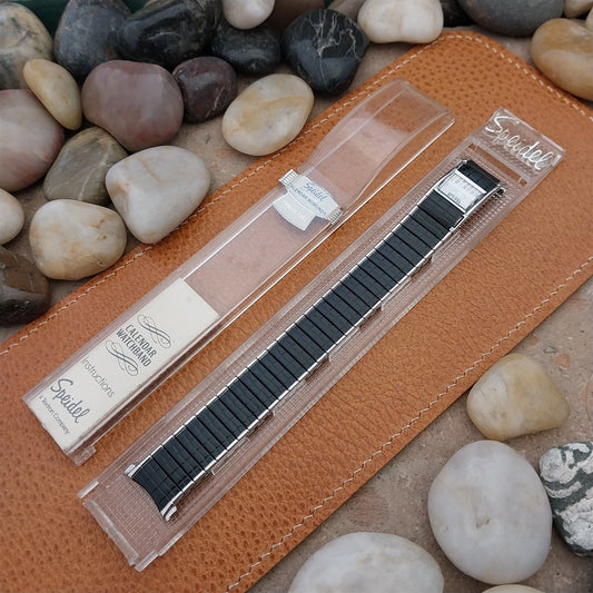 Vintage Speidel Romunda 1972/1973 Calendar Black & Stainless Steel Watch Band