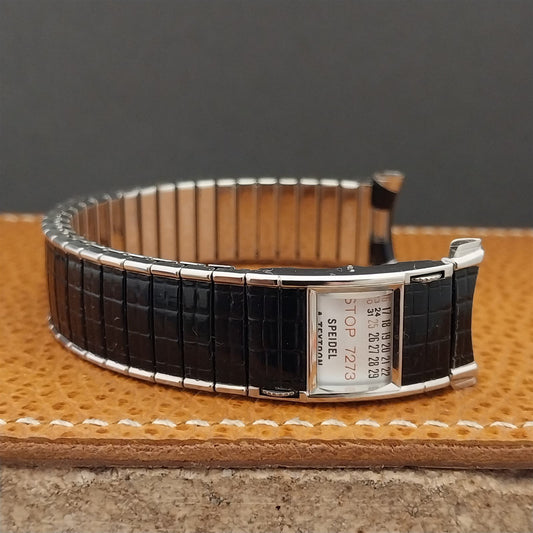 Vintage Speidel Romunda 1972/1973 Calendar Black & Stainless Steel Watch Band
