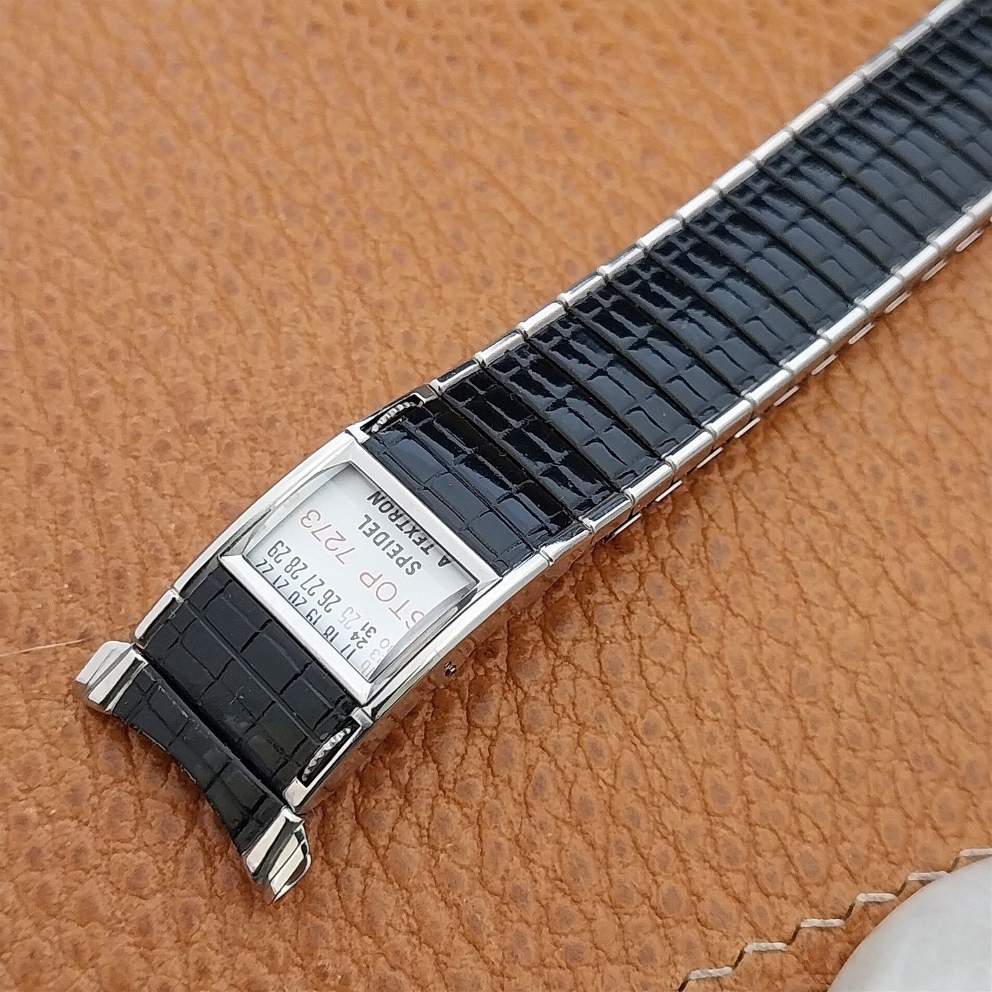 Vintage Speidel Romunda 1972/1973 Calendar Black & Stainless Steel Watch Band