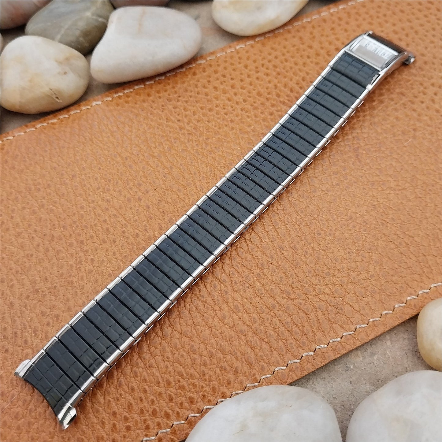 Vintage Speidel Romunda 1972/1973 Calendar Black & Stainless Steel Watch Band