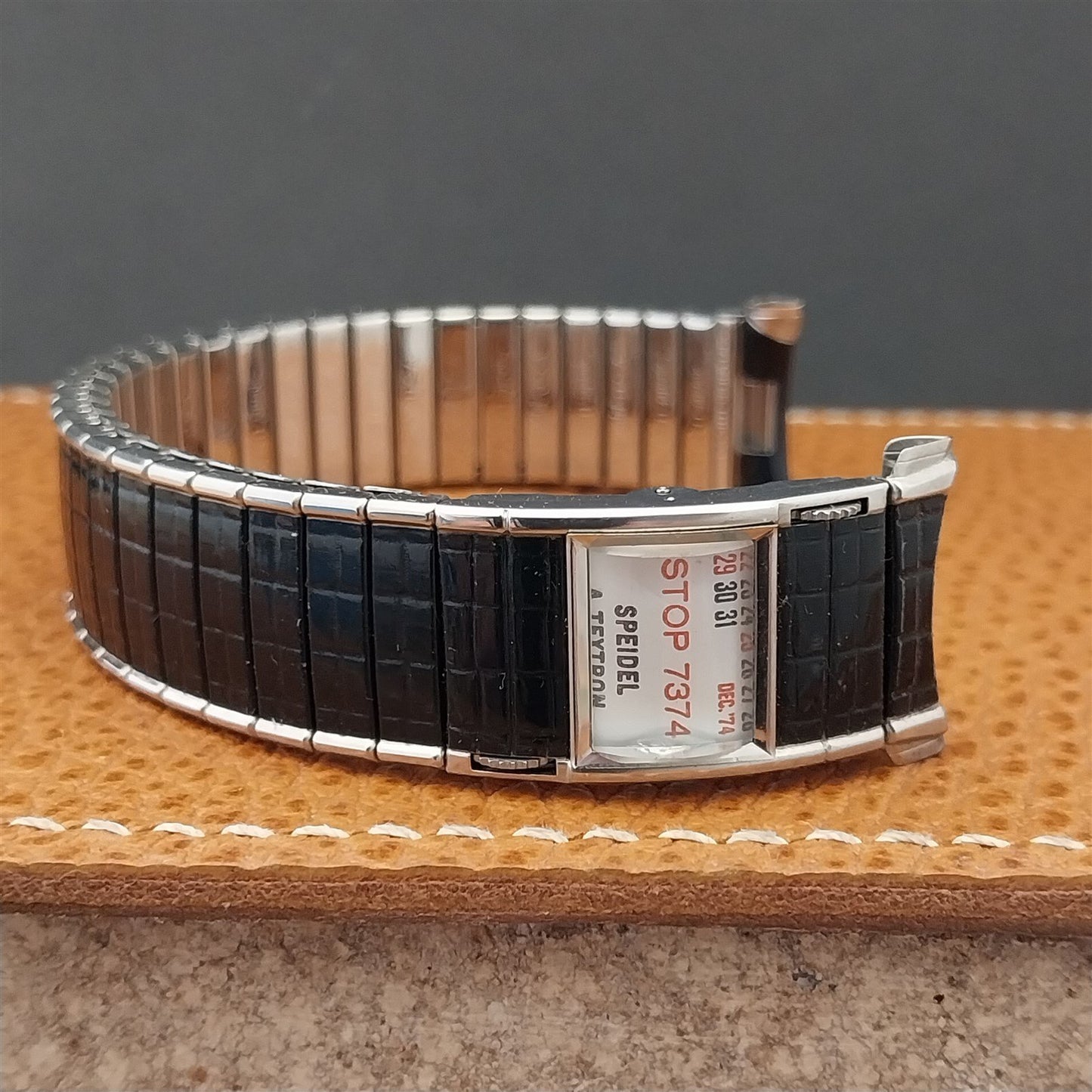 Speidel Romunda 1973/1974 Calendar Black & Stainless Steel Vintage Watch Band