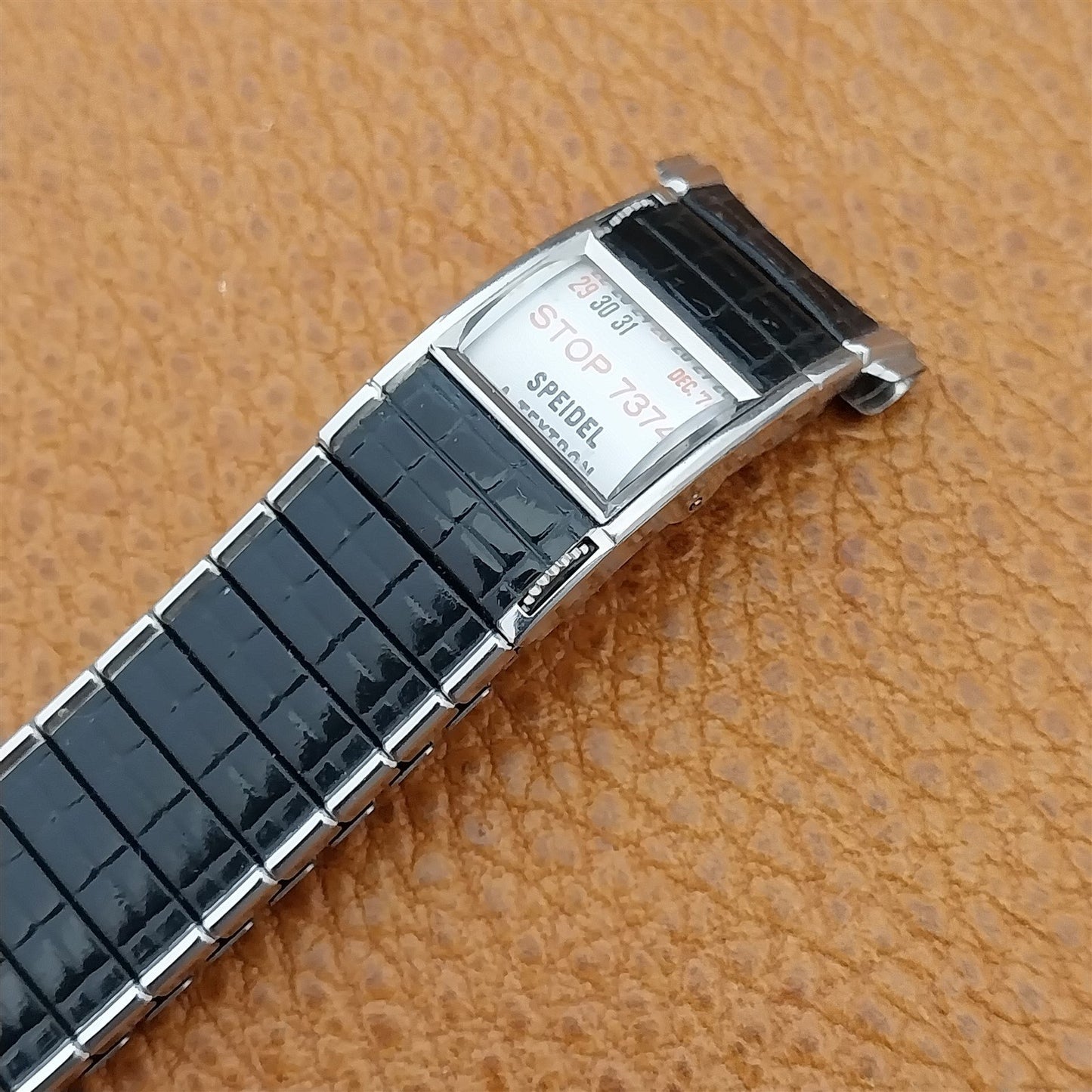 Speidel Romunda 1973/1974 Calendar Black & Stainless Steel Vintage Watch Band