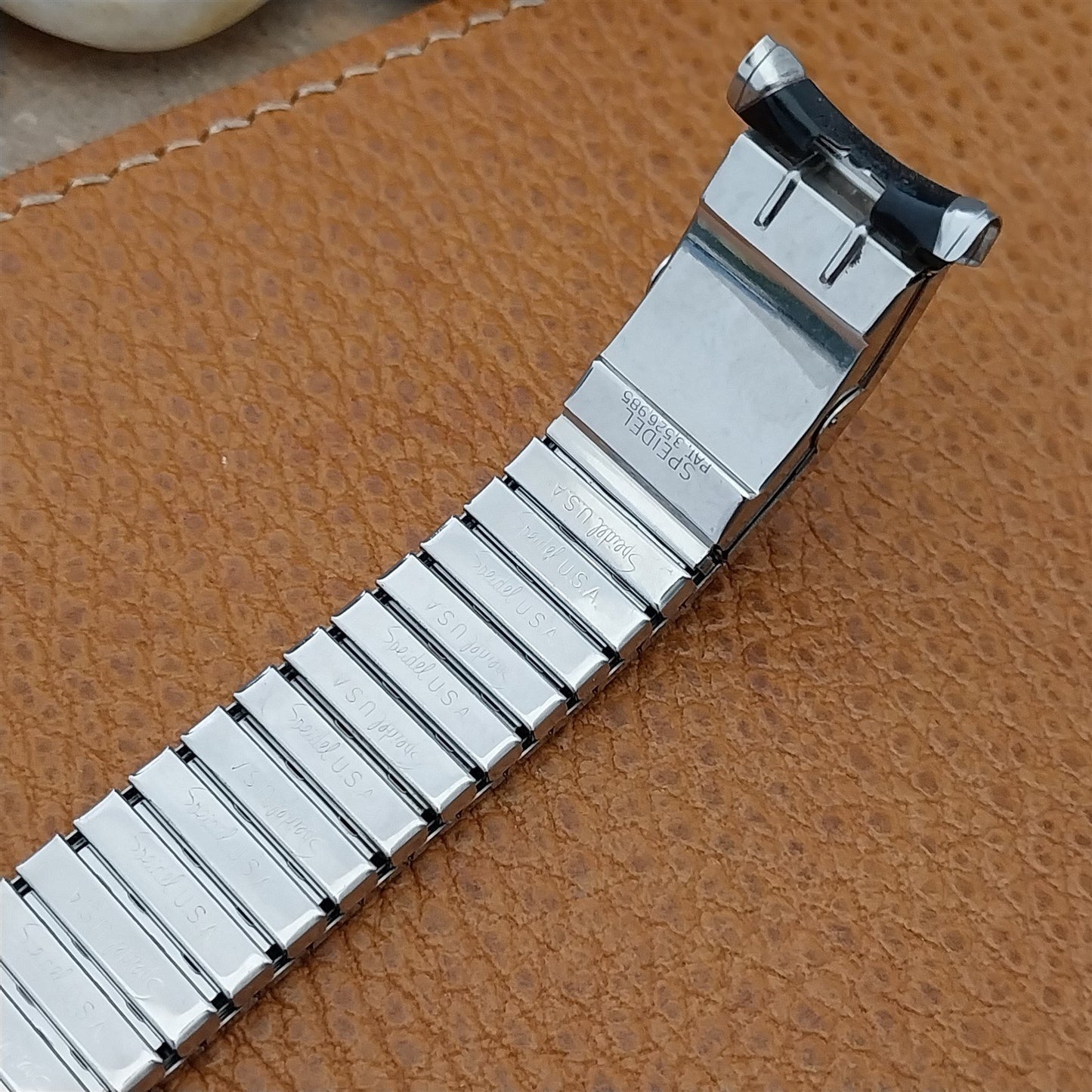 Speidel Romunda 1973/1974 Calendar Black & Stainless Steel Vintage Watch Band