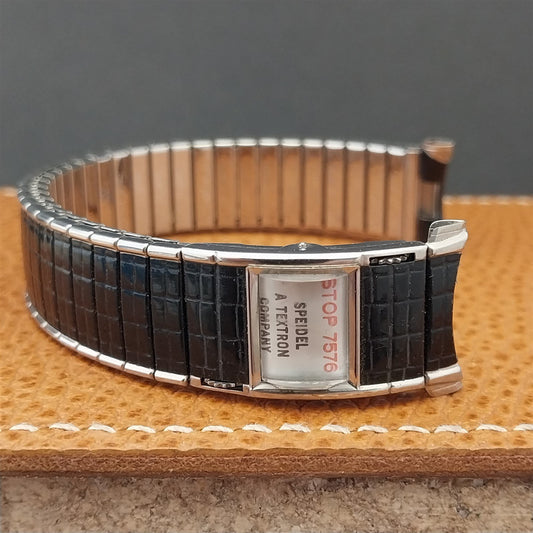 Speidel Romunda Long 1975/1976 Calendar Black & Stainless Steel Vintage Watch Band