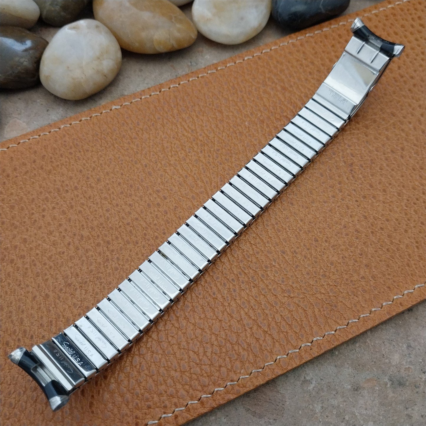 Speidel Romunda Long 1975/1976 Calendar Black & Stainless Steel Vintage Watch Band