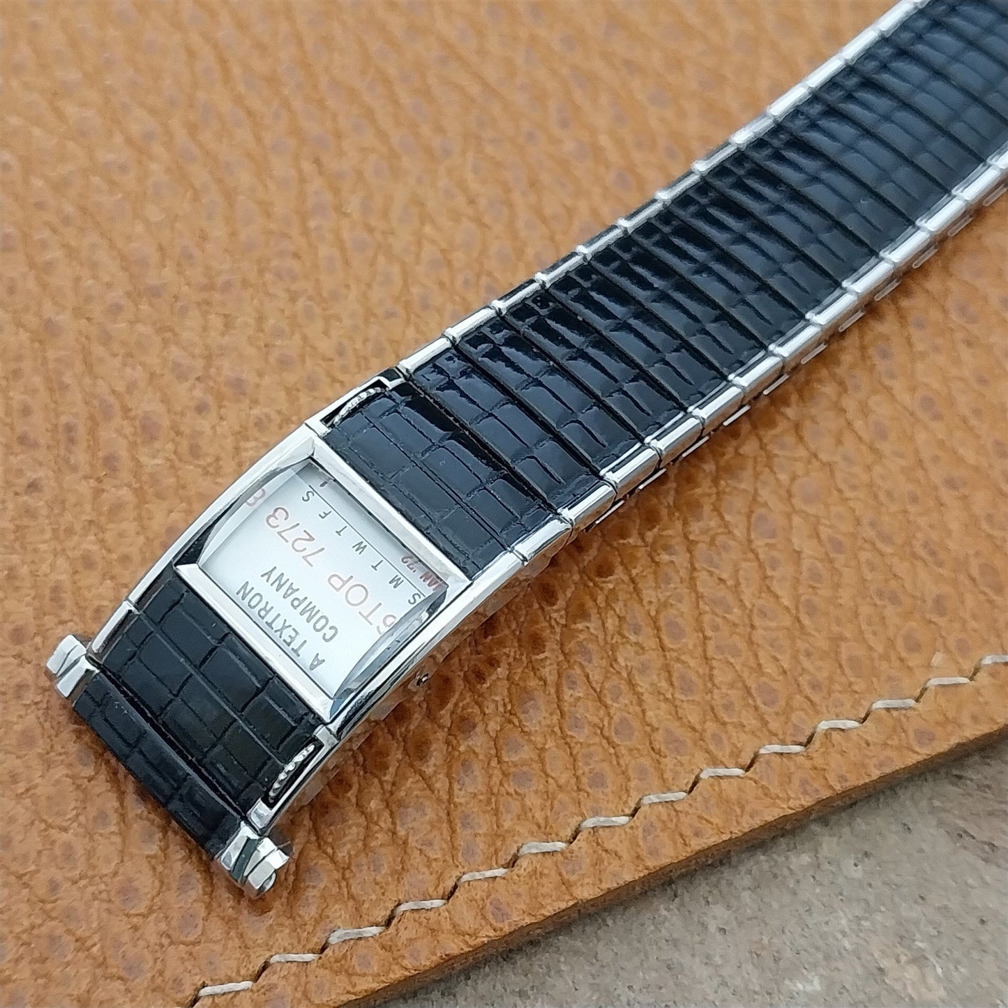 Speidel Romunda 1972/1973 Calendar Black & Stainless Steel Vintage Watch Band