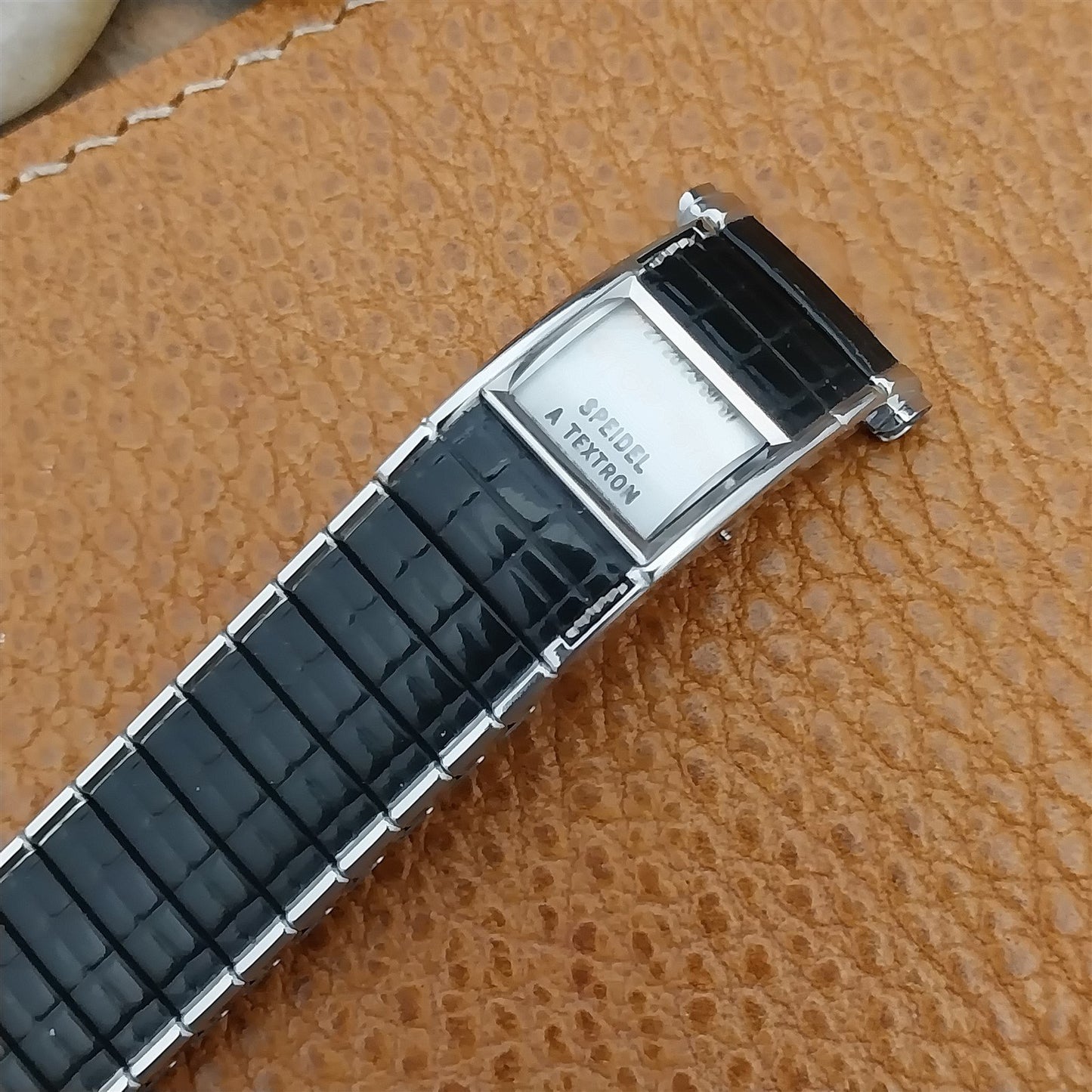 Speidel Romunda Long 1975/1976 Calendar Black&Stainless Steel Vintage Watch Band