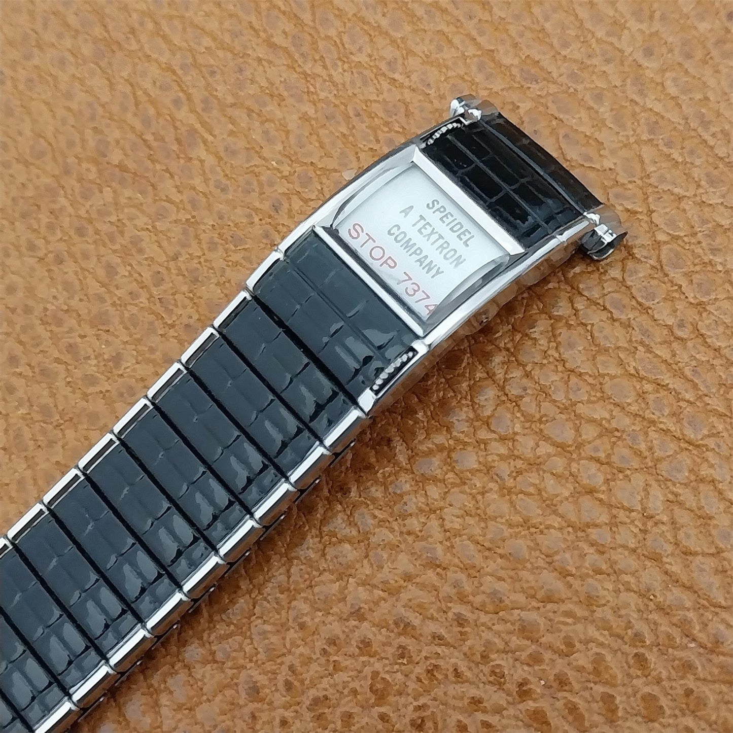 Long Speidel Romunda 1973/74 Calendar Black & Stainless Steel Vintage Watch Band