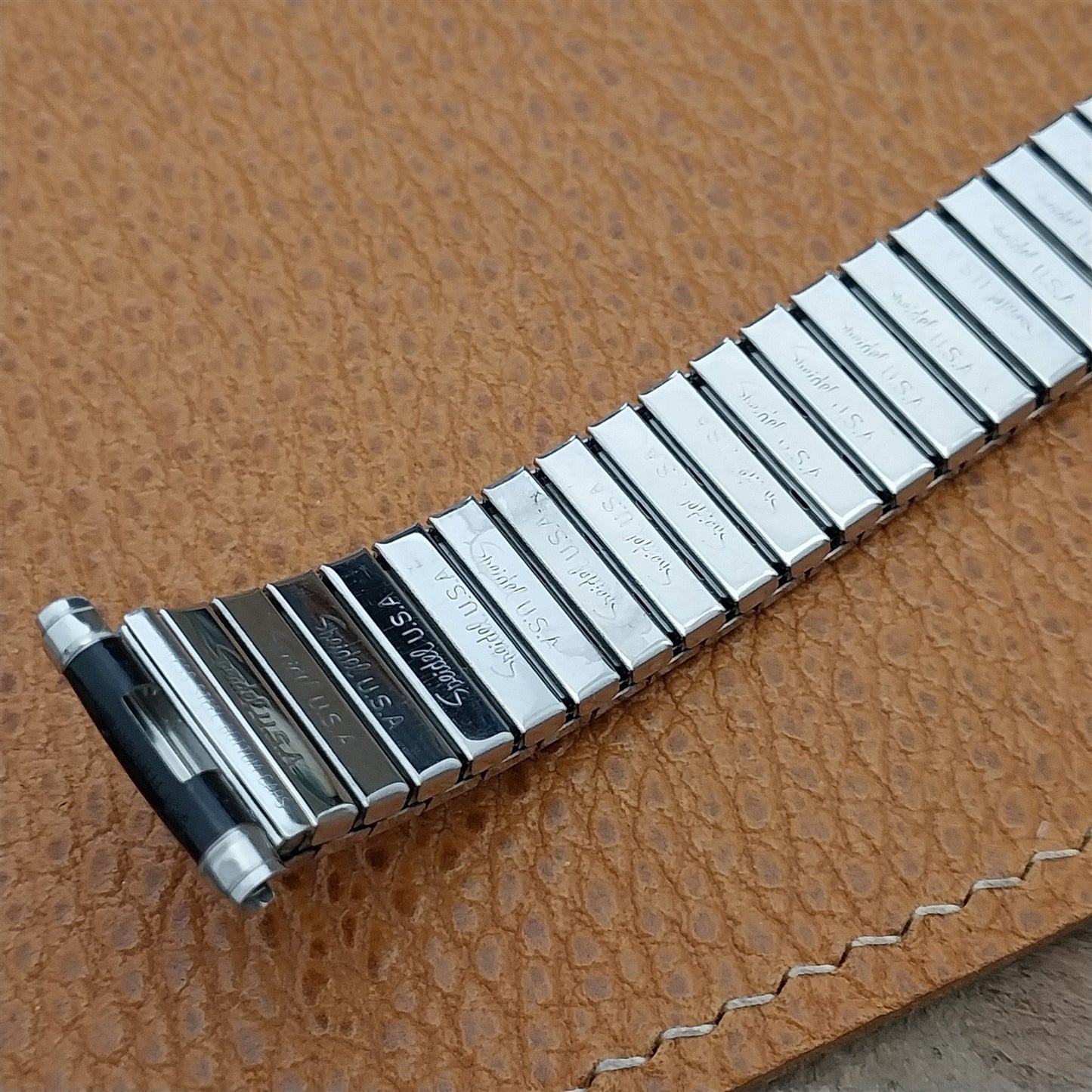 Long Speidel Romunda 1973/74 Calendar Black & Stainless Steel Vintage Watch Band