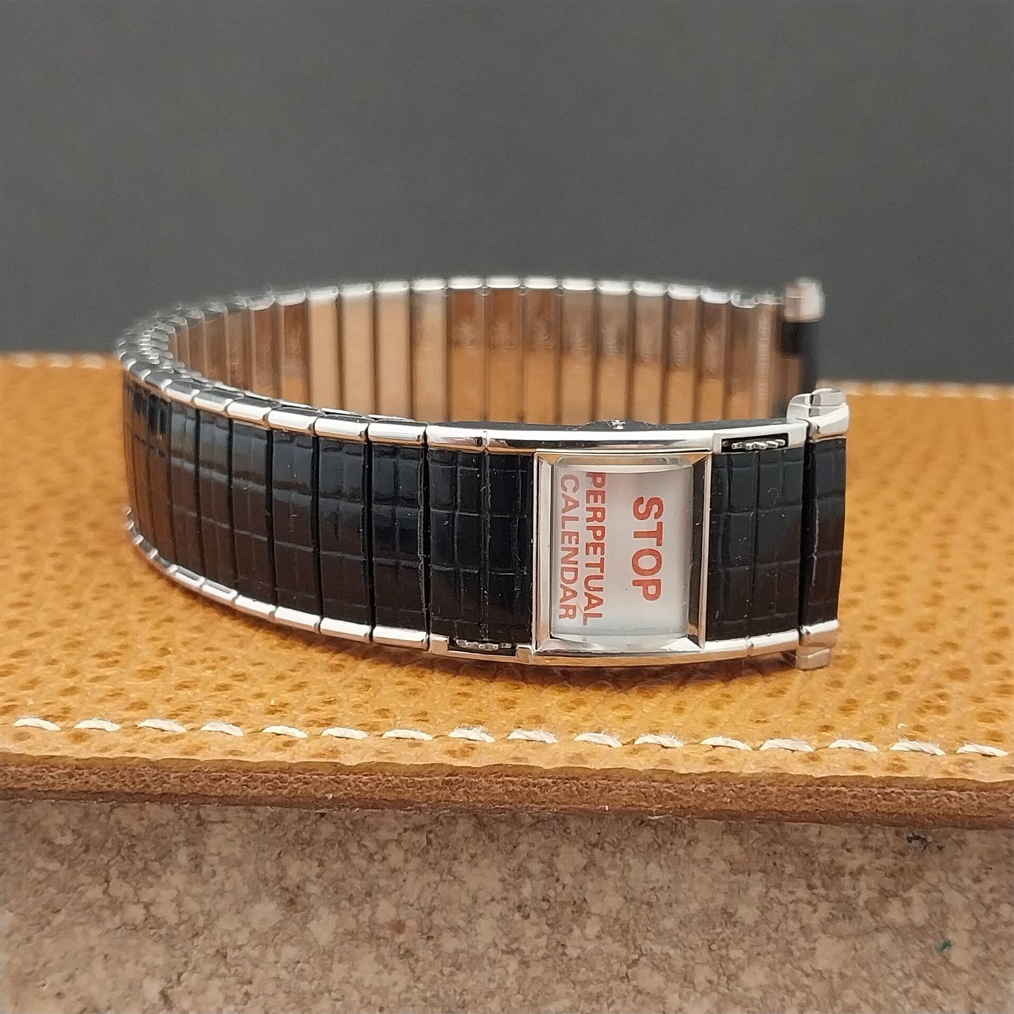 Speidel Romunda Perpetual Calendar Black & Stainless Steel Vintage Watch Band