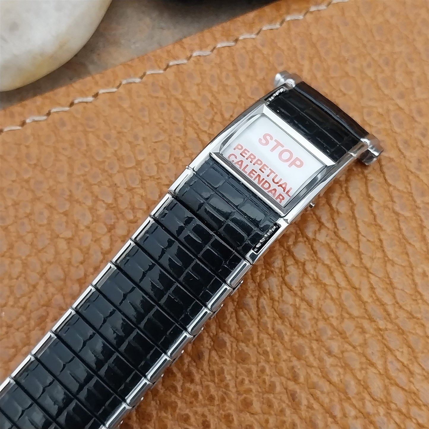 Speidel Romunda Perpetual Calendar Black & Stainless Steel Vintage Watch Band