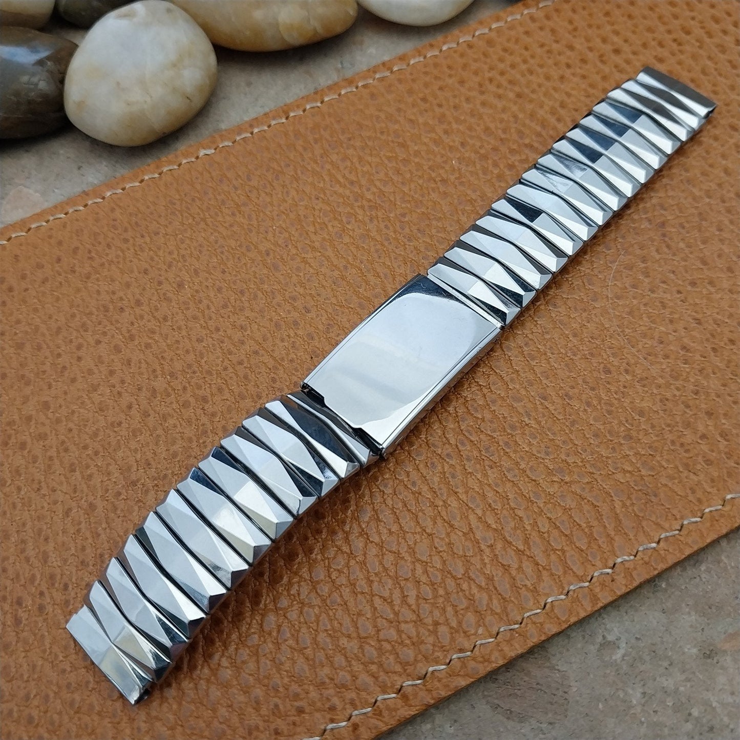 1950s Wide Stainless Steel Gemex Mint or Meds 5/8 nos Vintage Watch Band