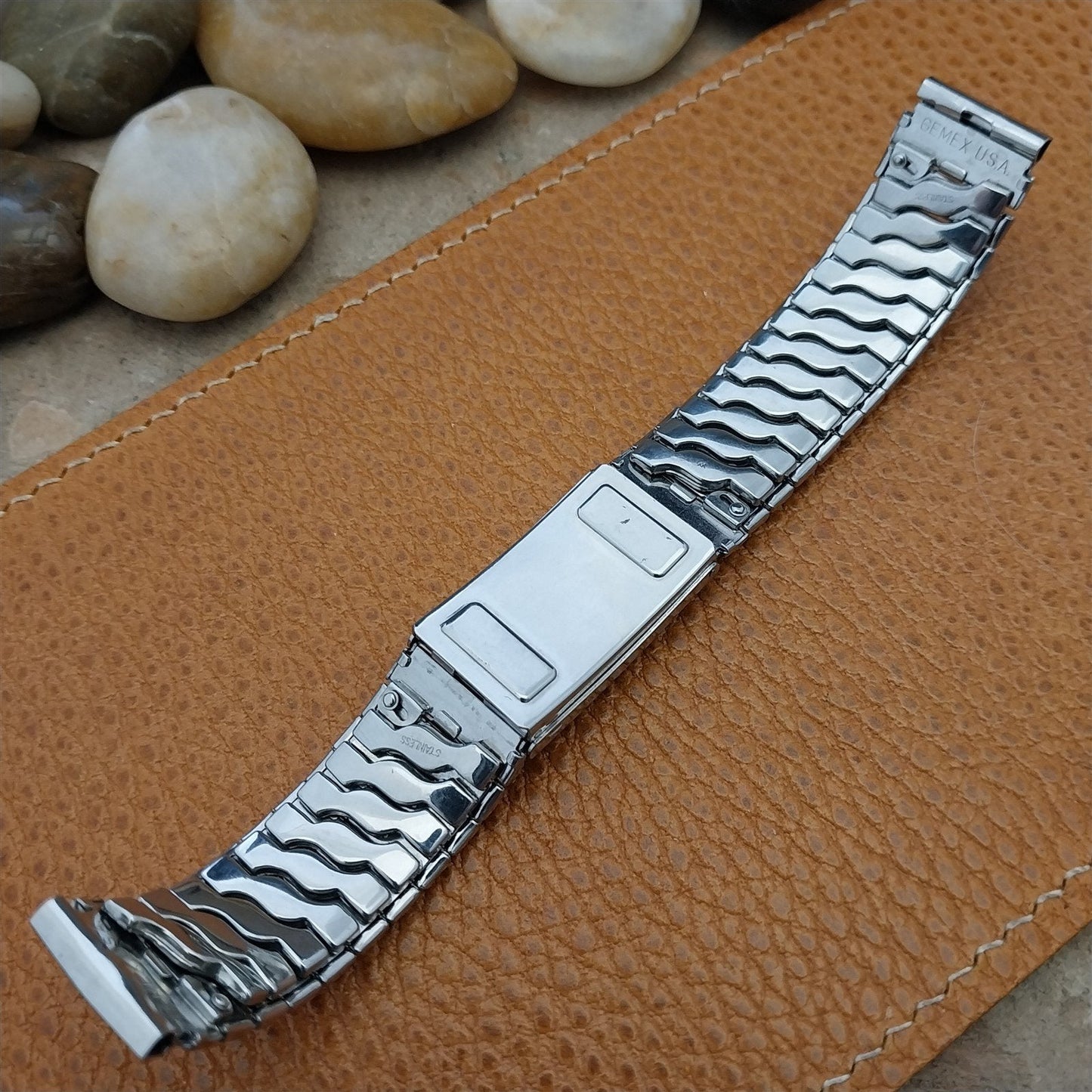 1950s Wide Stainless Steel Gemex Mint or Meds 5/8 nos Vintage Watch Band