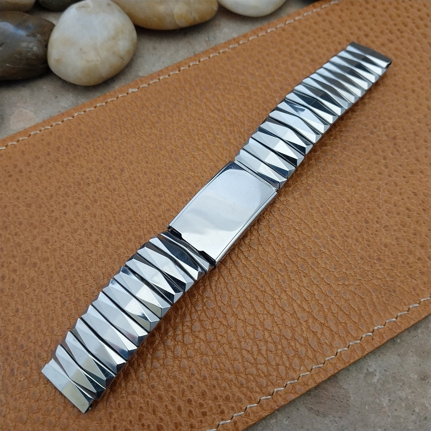 1950s Wide Stainless Steel Gemex Mint or Meds 5/8 nos Vintage Watch Band