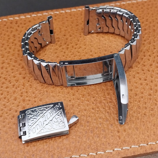 1950s Wide Stainless Steel Gemex 19mm 18mm 17mm Photo Album Vintage Watch Band