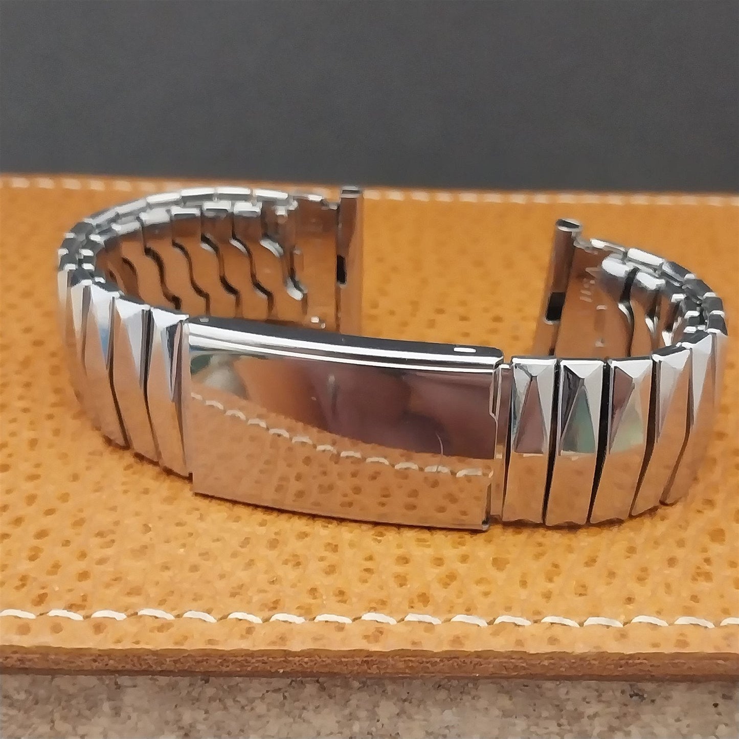 1950s Wide Stainless Steel Gemex 19mm 18mm 17mm Photo Album Vintage Watch Band