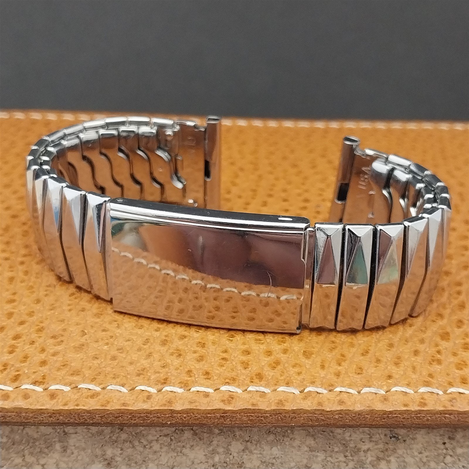 1950s Wide Stainless Steel Gemex 19mm 18mm 17mm Photo Album Vintage Watch Band