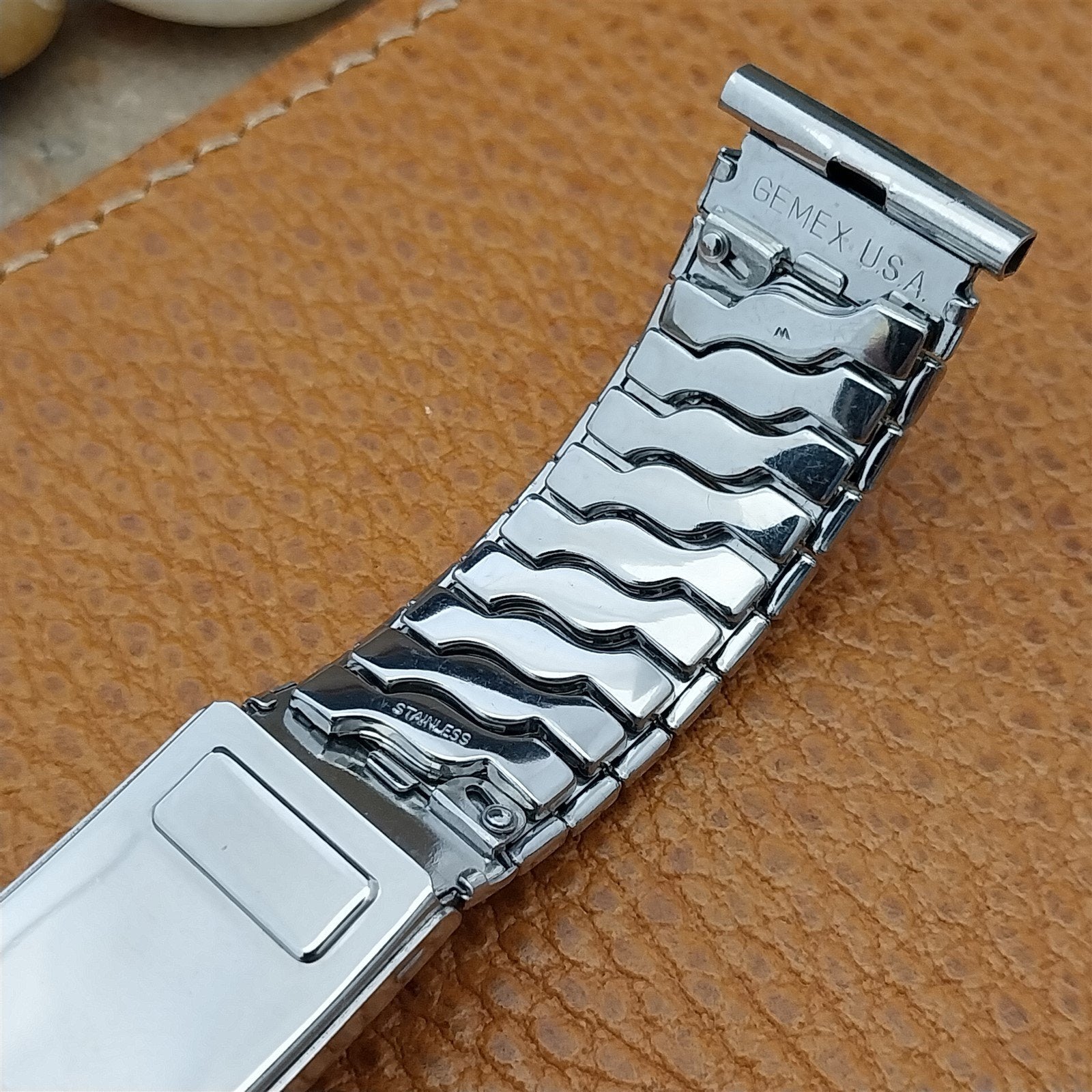 1950s Wide Stainless Steel Gemex 19mm 18mm 17mm Photo Album Vintage Watch Band