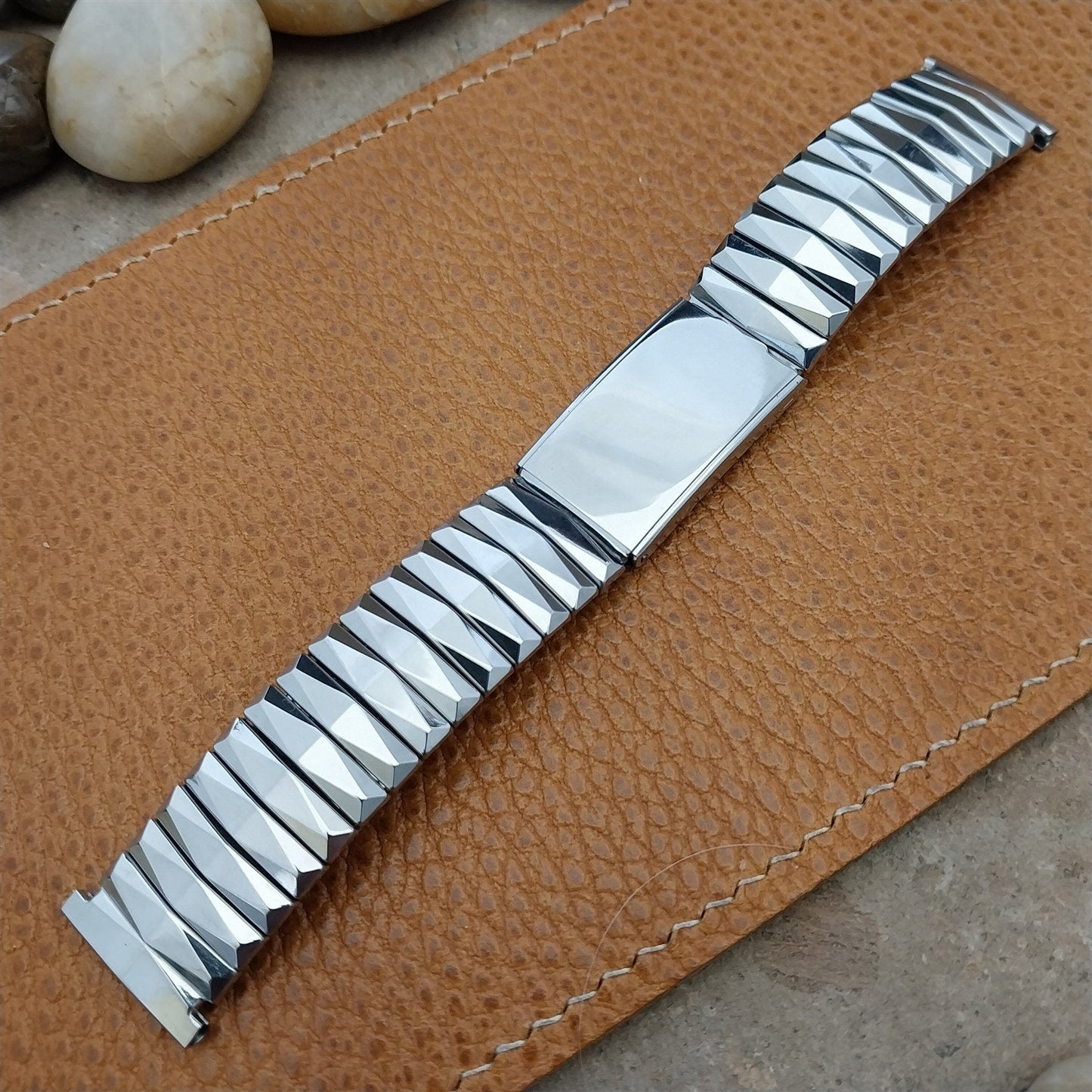 1950s Wide Stainless Steel Gemex 19mm 18mm 17mm Photo Album Vintage Watch Band