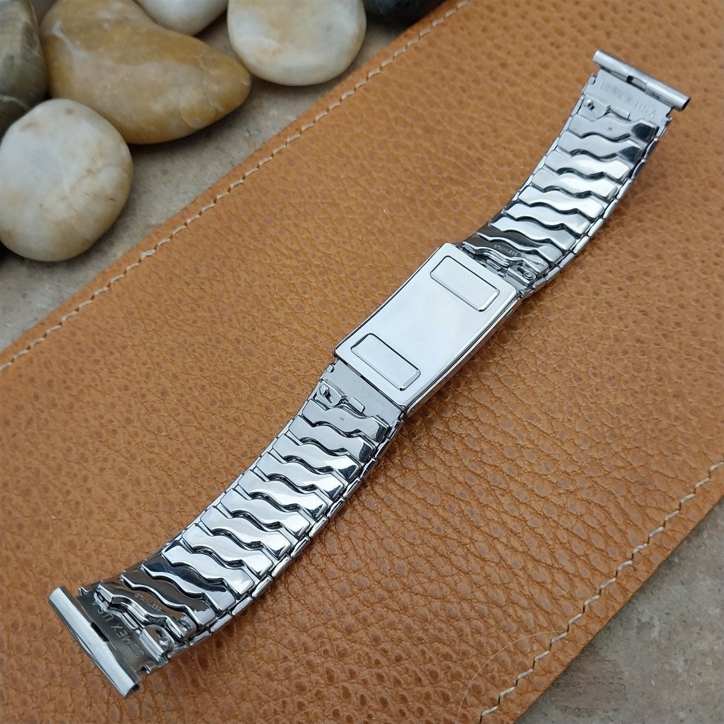 1950s Wide Stainless Steel Gemex 19mm 18mm 17mm Photo Album Vintage Watch Band