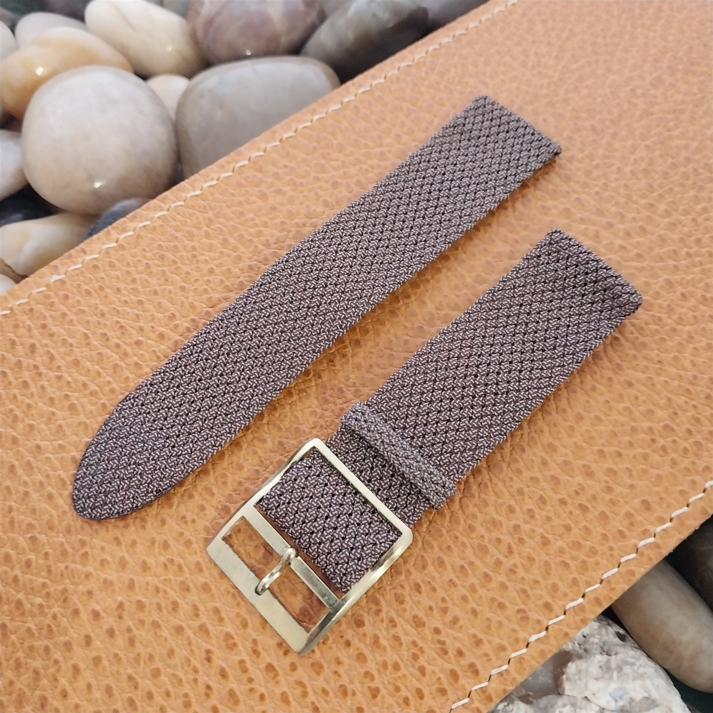 Vintage 20mm Braided Perlon 2piece Brown Melange 1960s Classic Field Watch Strap