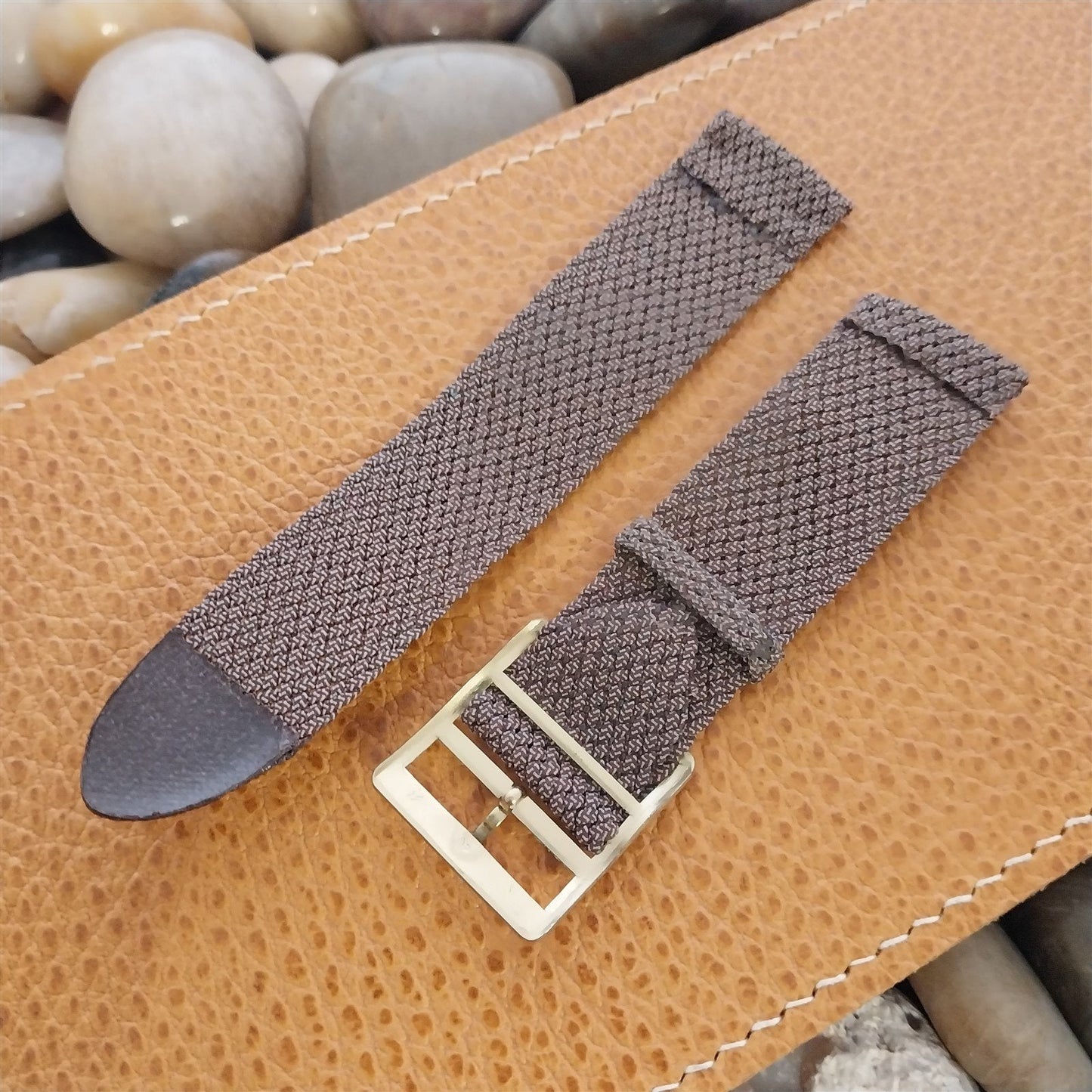 Vintage 20mm Braided Perlon 2piece Brown Melange 1960s Classic Unused Watch Band