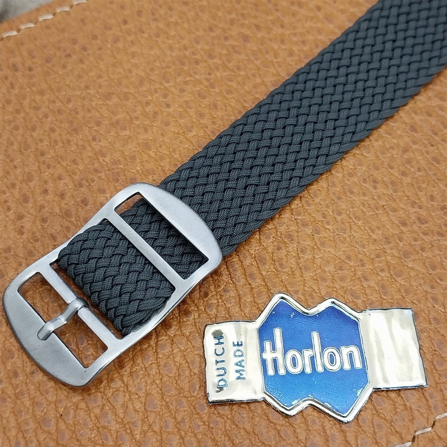 Vintage Braided Perlon 18mm Gray Classic Single Pass 1960s Vintage Watch Band