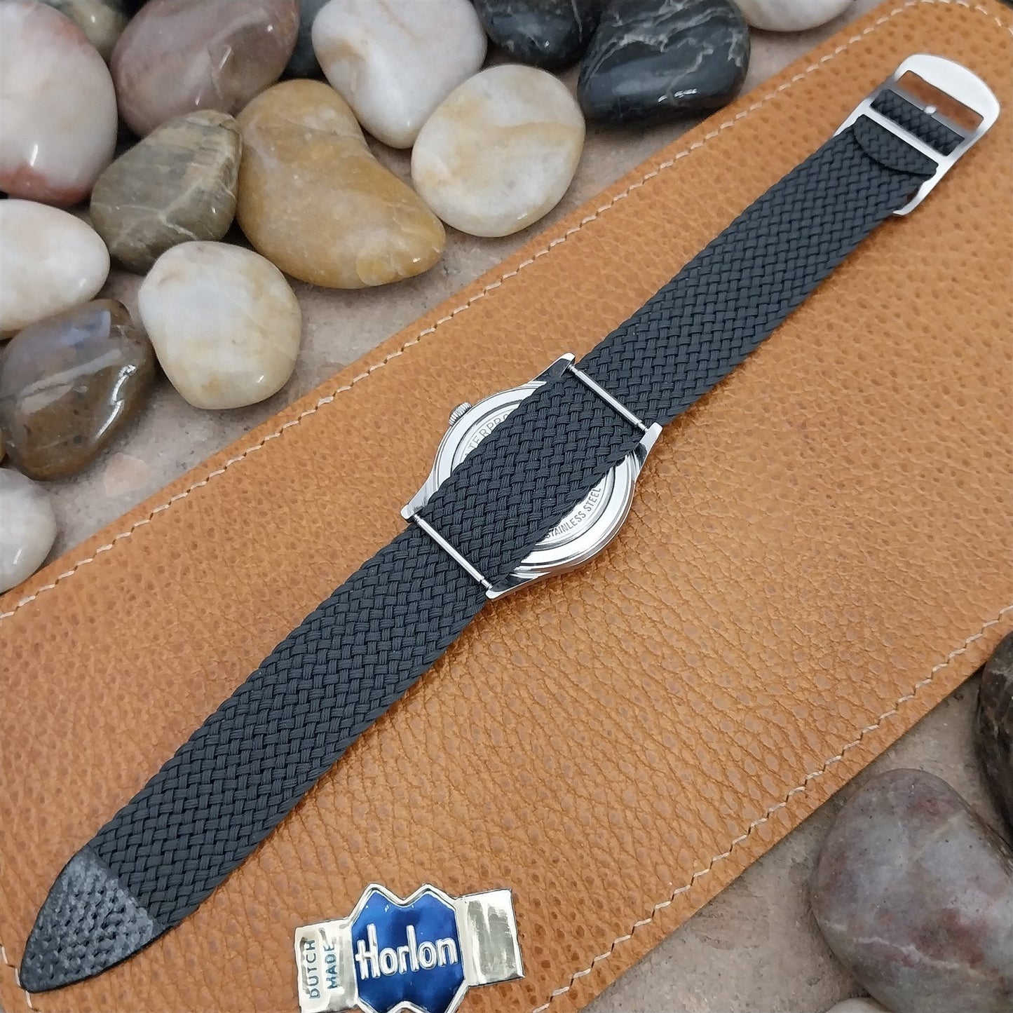 Vintage Braided Perlon 18mm Gray Classic Single Pass 1960s Vintage Watch Band