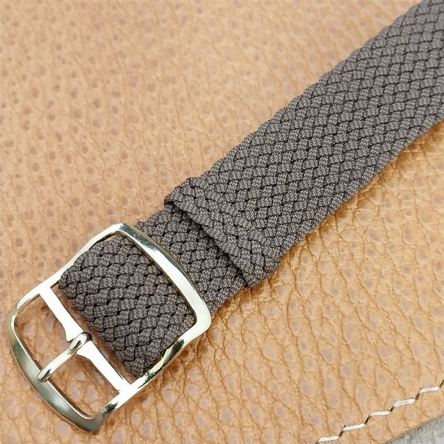 18mm Perlon Mesh Brown Vintage German Classic Single Pass 1960s nos Watch Band