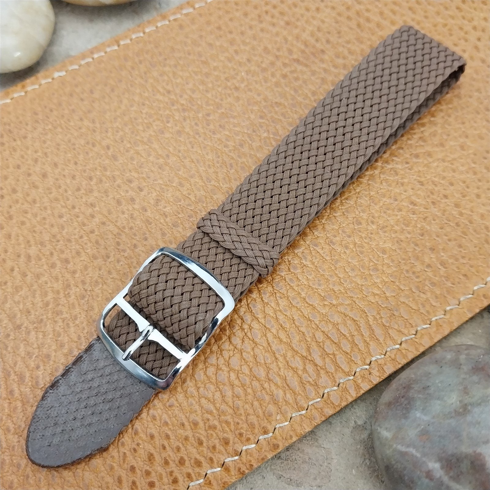 Vintage 18mm Brown Braided Perlon Classic 1960s Single Pass Unused Watch Band