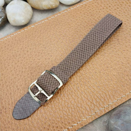 Vintage 16mm Brown Braided Perlon Unused 1960s Classic Single Pass Watch Band