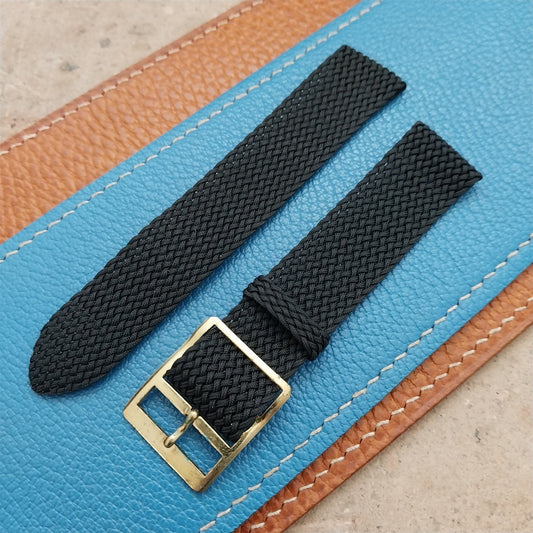 Vintage Braided Perlon 2-piece Black 18mm Classic 1960s Unused Field Watch Strap